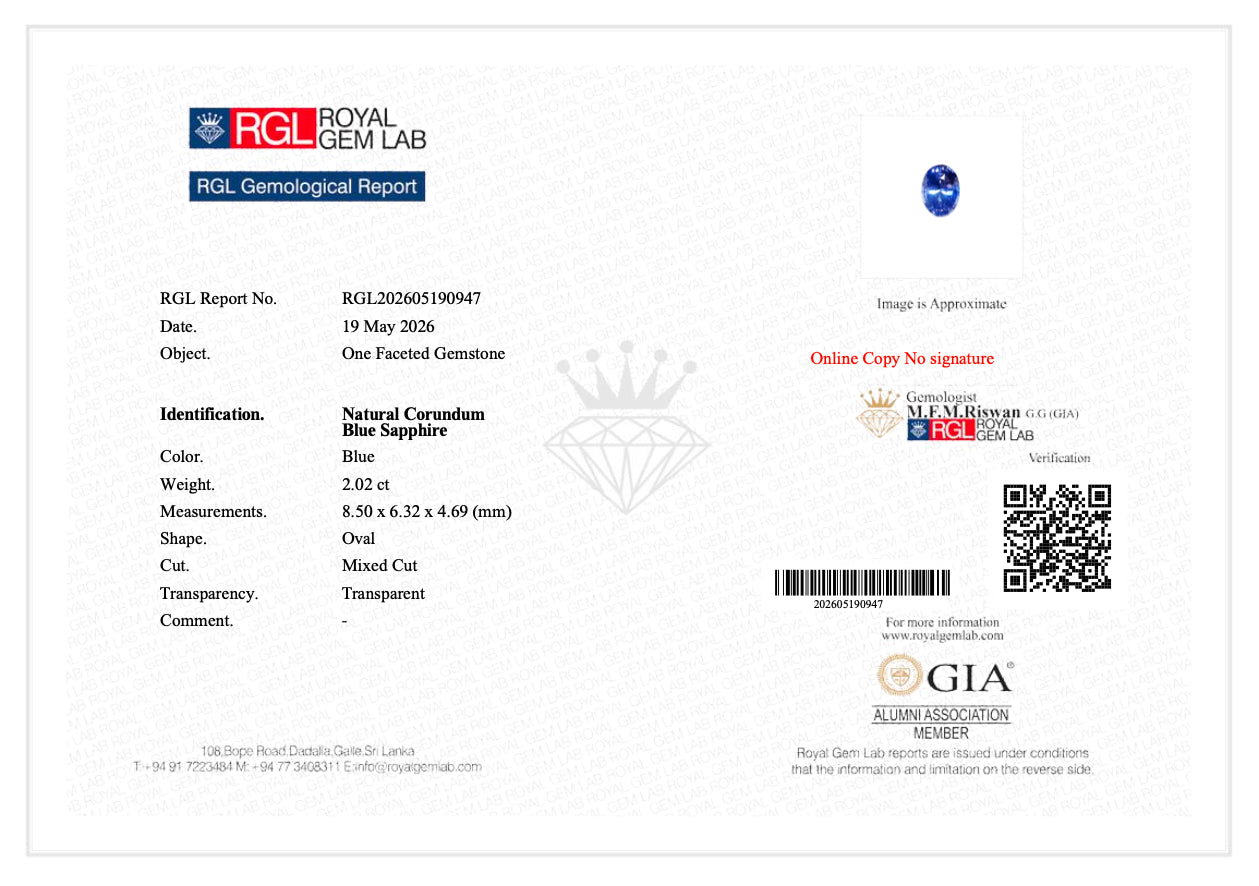 2.02 Ct Periwinkle Blue Oval Ceylon Blue Sapphire