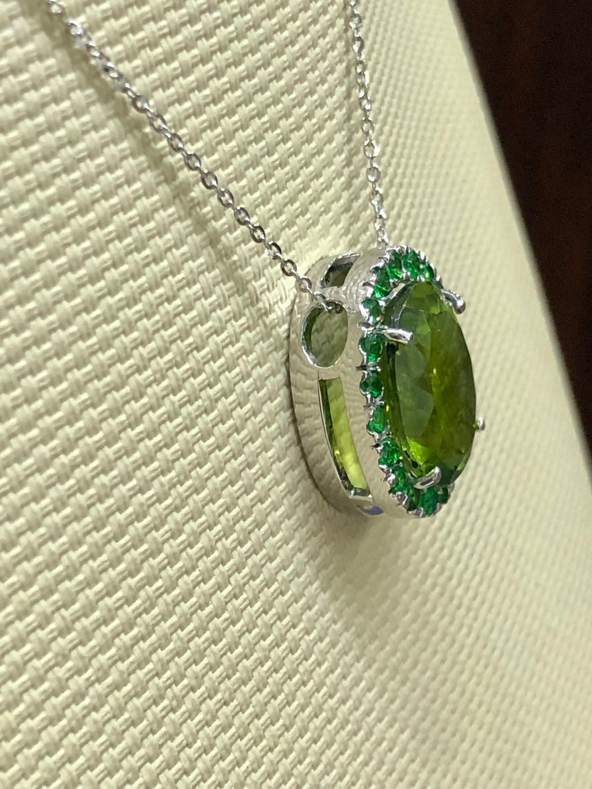 Peridot & Tsavorite White Gold Pendant