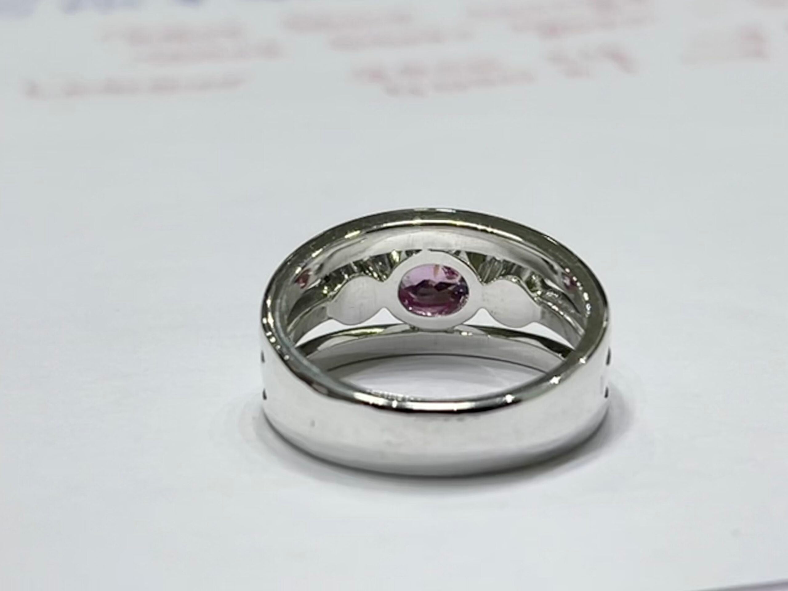 Natural Pink Sapphire & White Sapphires Ring