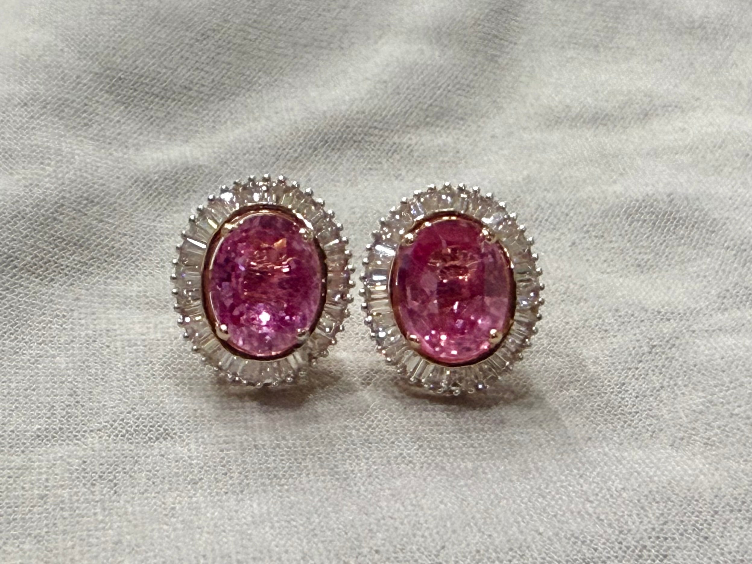 “Blush Royale” – Pink Sapphire & Diamond Halo Earrings
