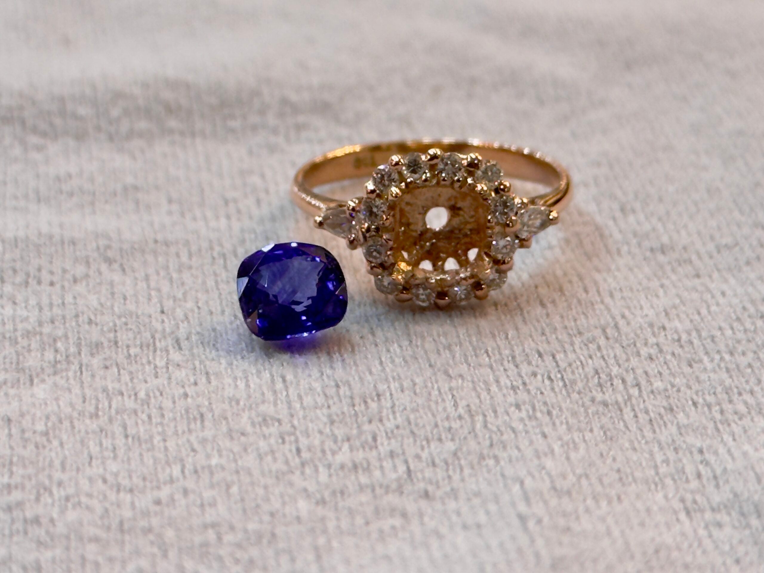 Love in Bloom: Sapphire Halo Ring in Rose Gold