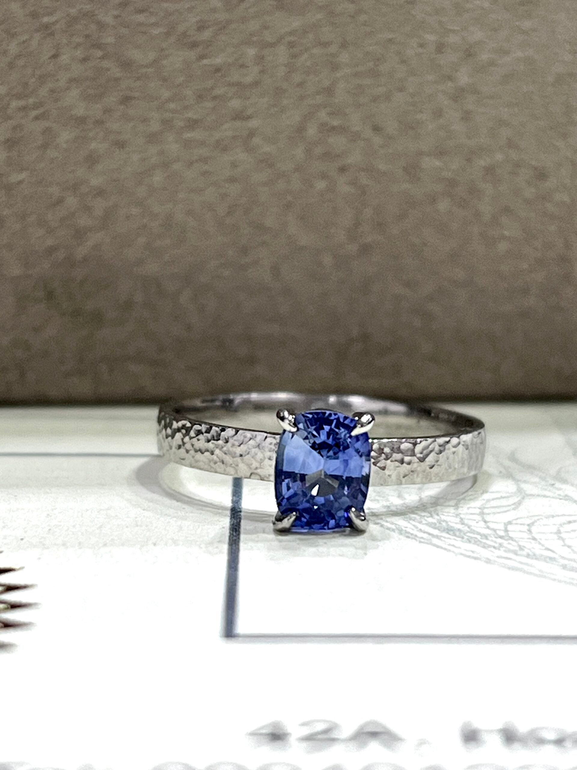 Natural Blue Sapphire White Gold Ring