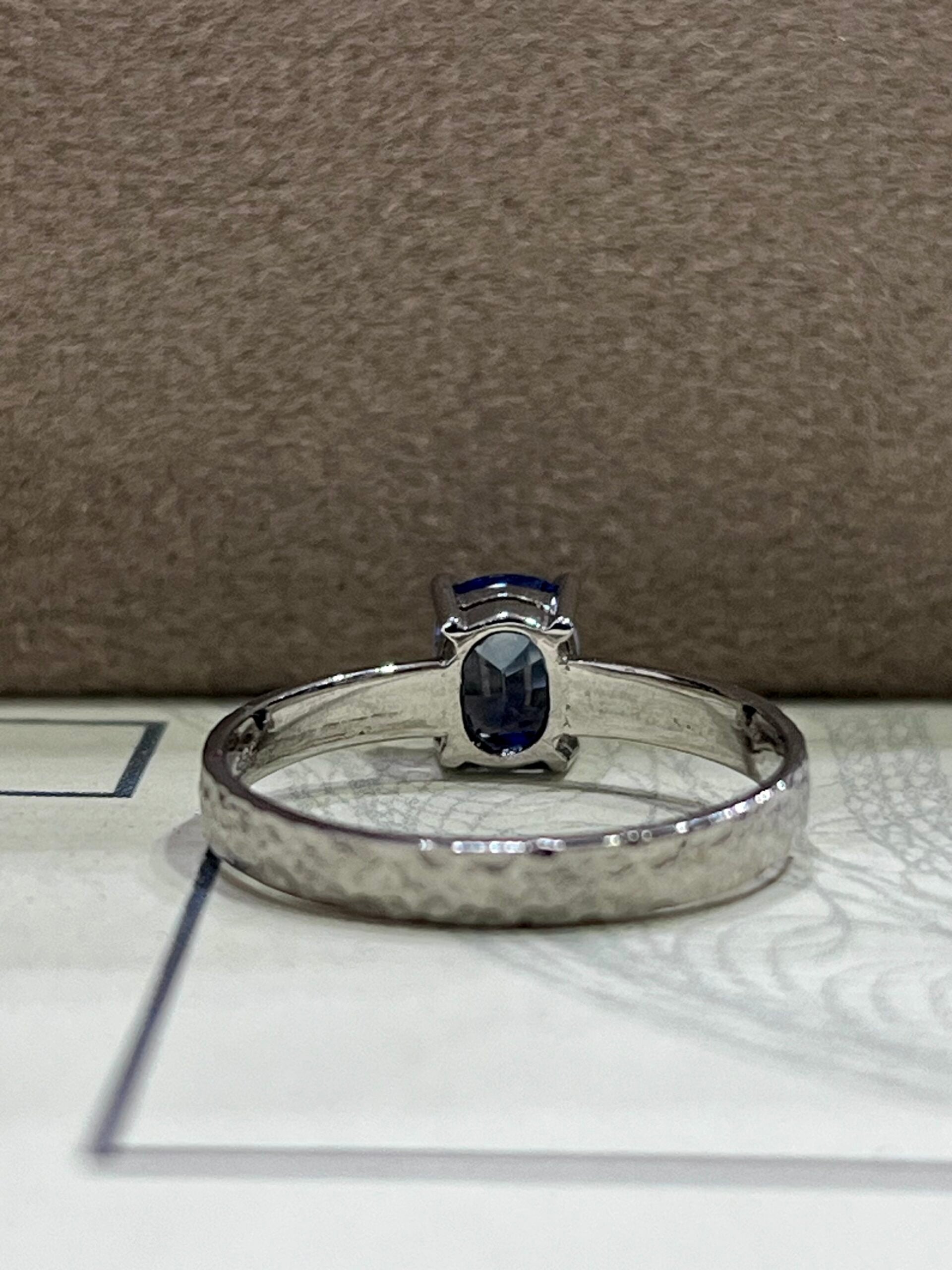 Natural Blue Sapphire White Gold Ring