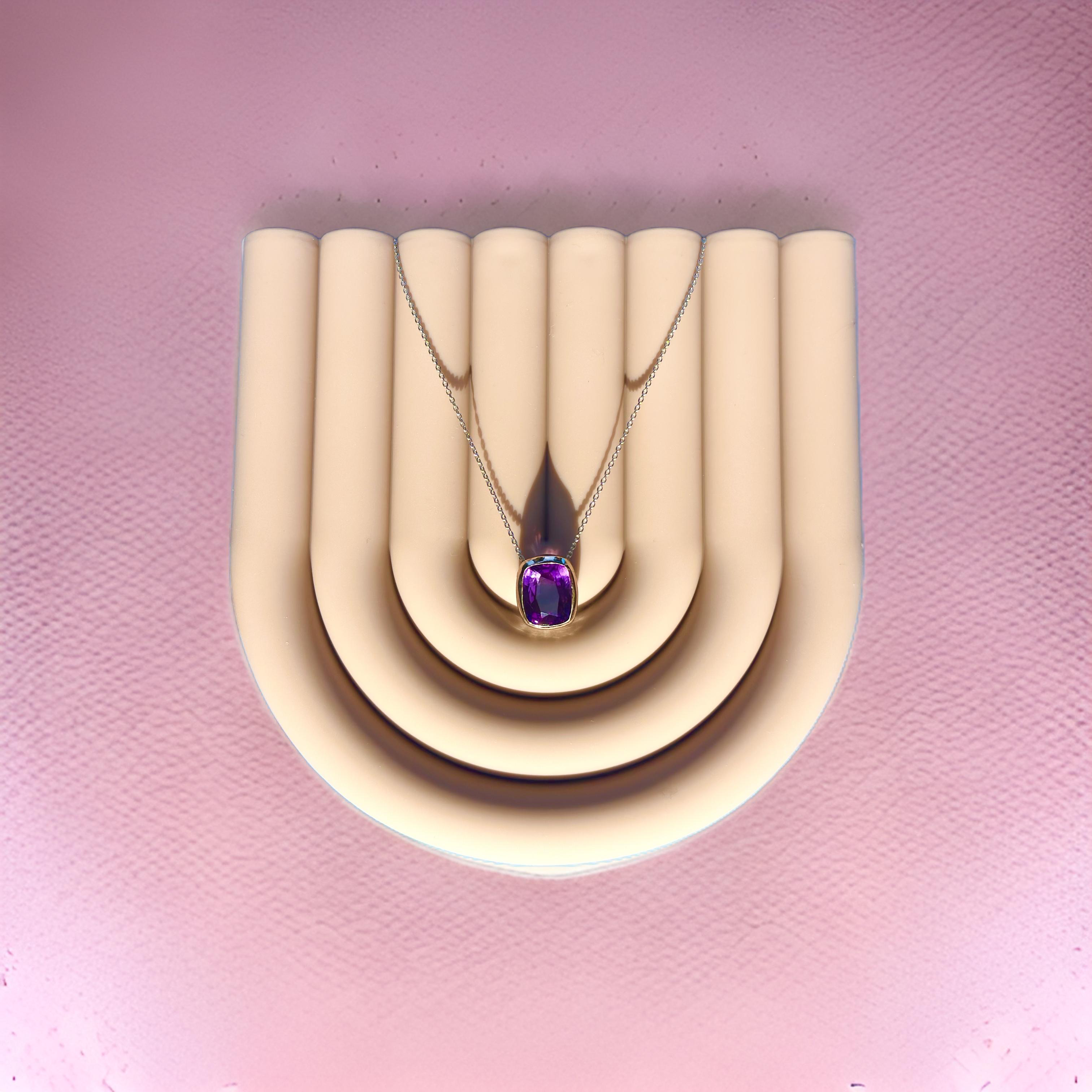 Amethyst Pendant in Sterling Silver & Gold