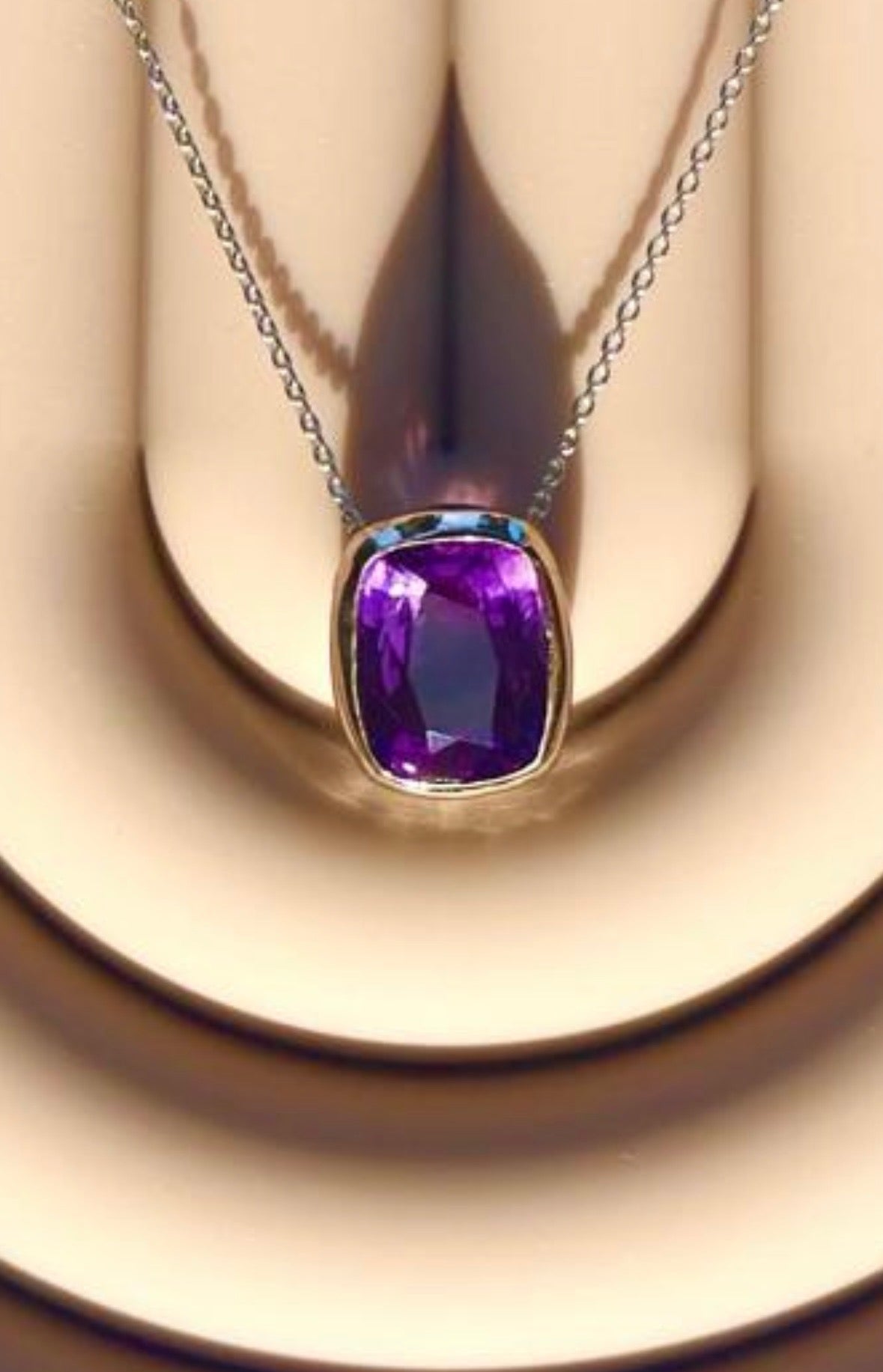 Amethyst Pendant in Sterling Silver & Gold