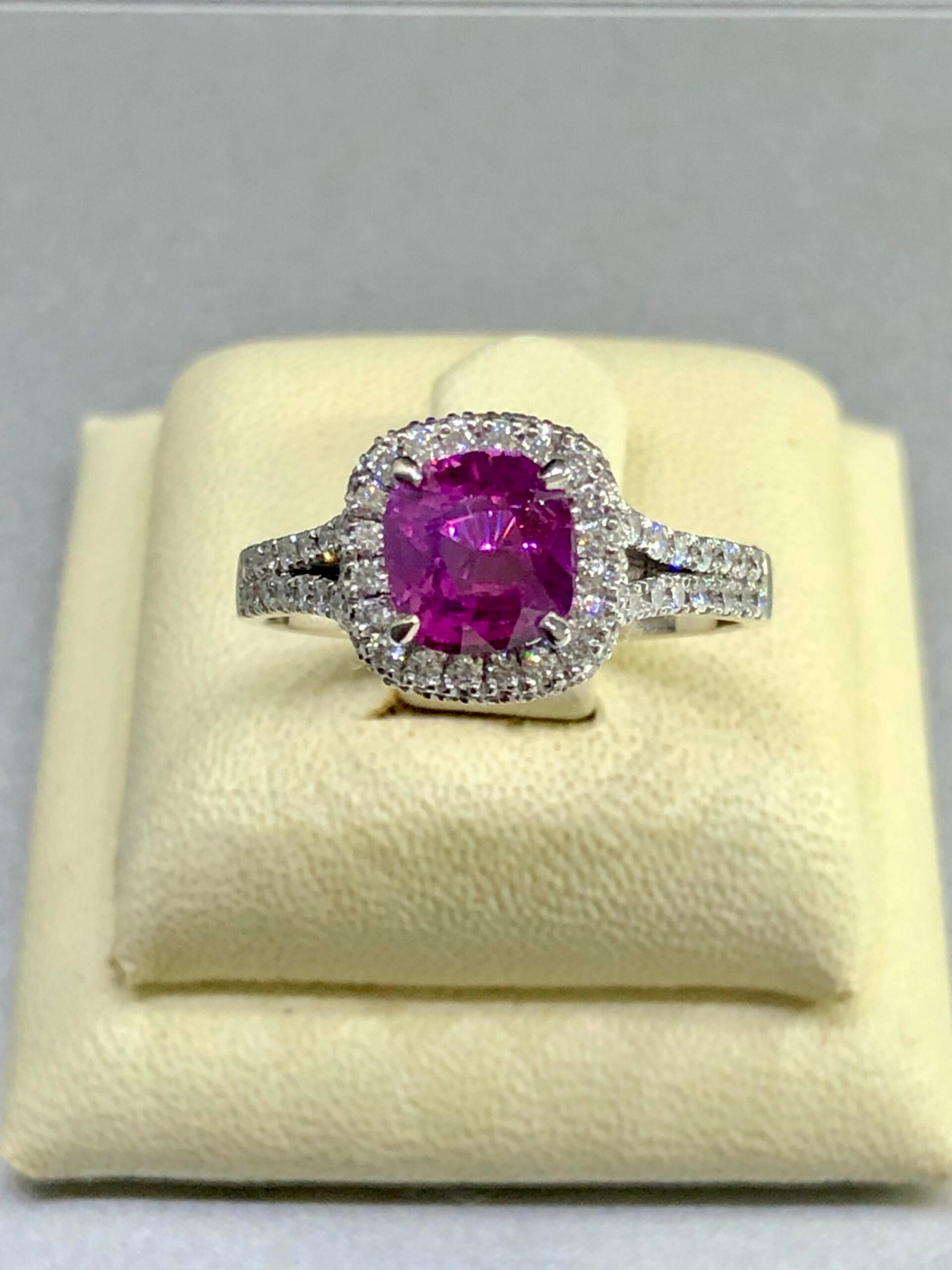 Pure Romance: 1.93ct Unheated Pink Sapphire & Diamond Ring