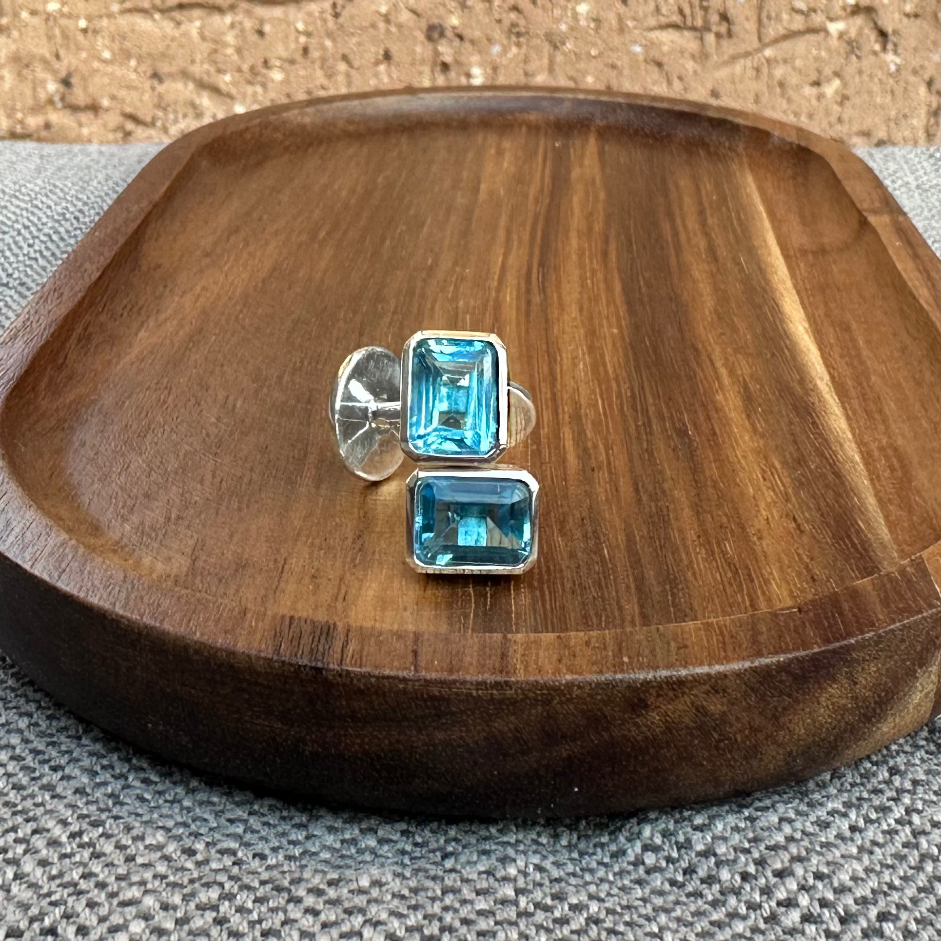 Mens blue topaz sterling silver cufflinks
