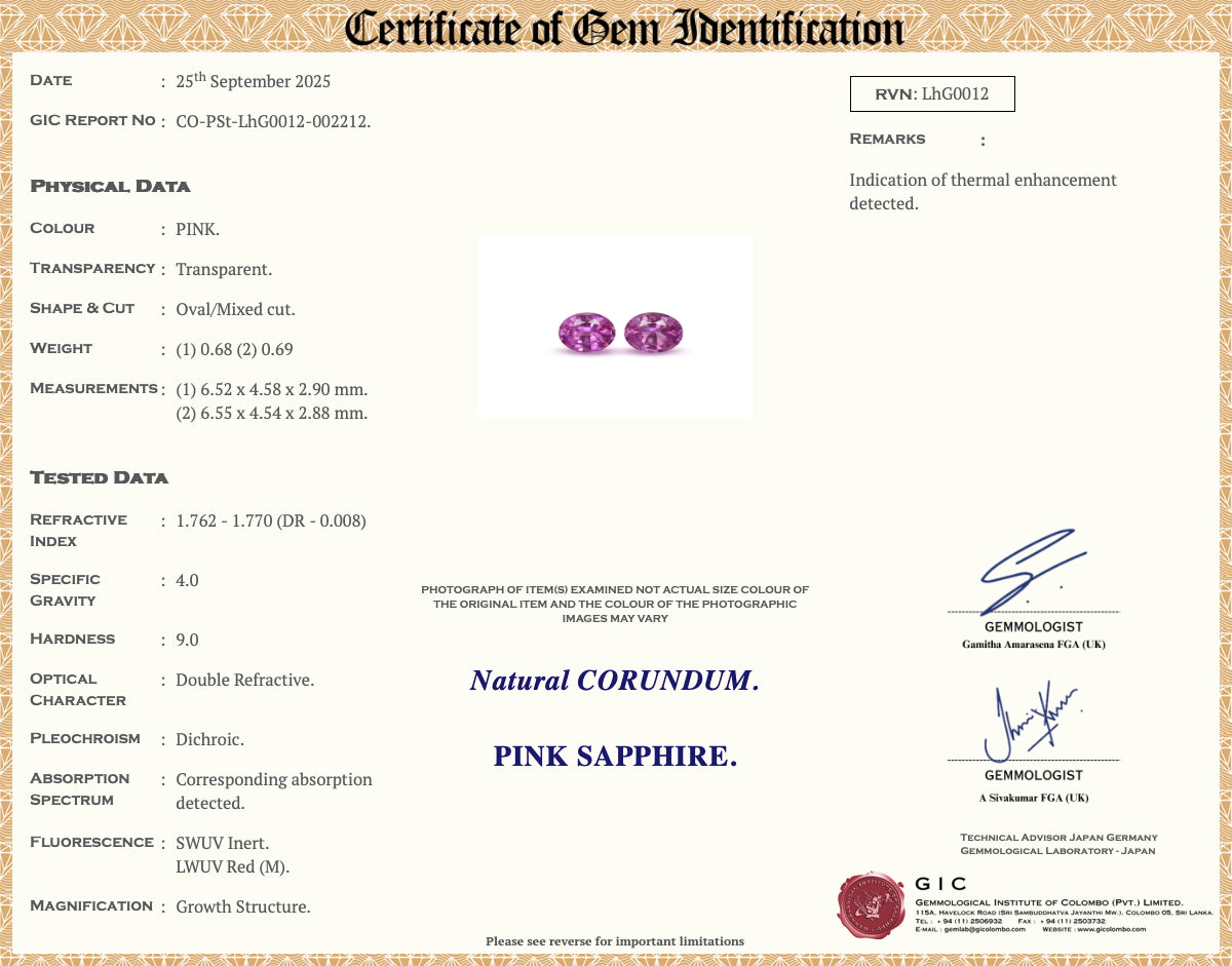 1.37Ct Pink Sapphire pair