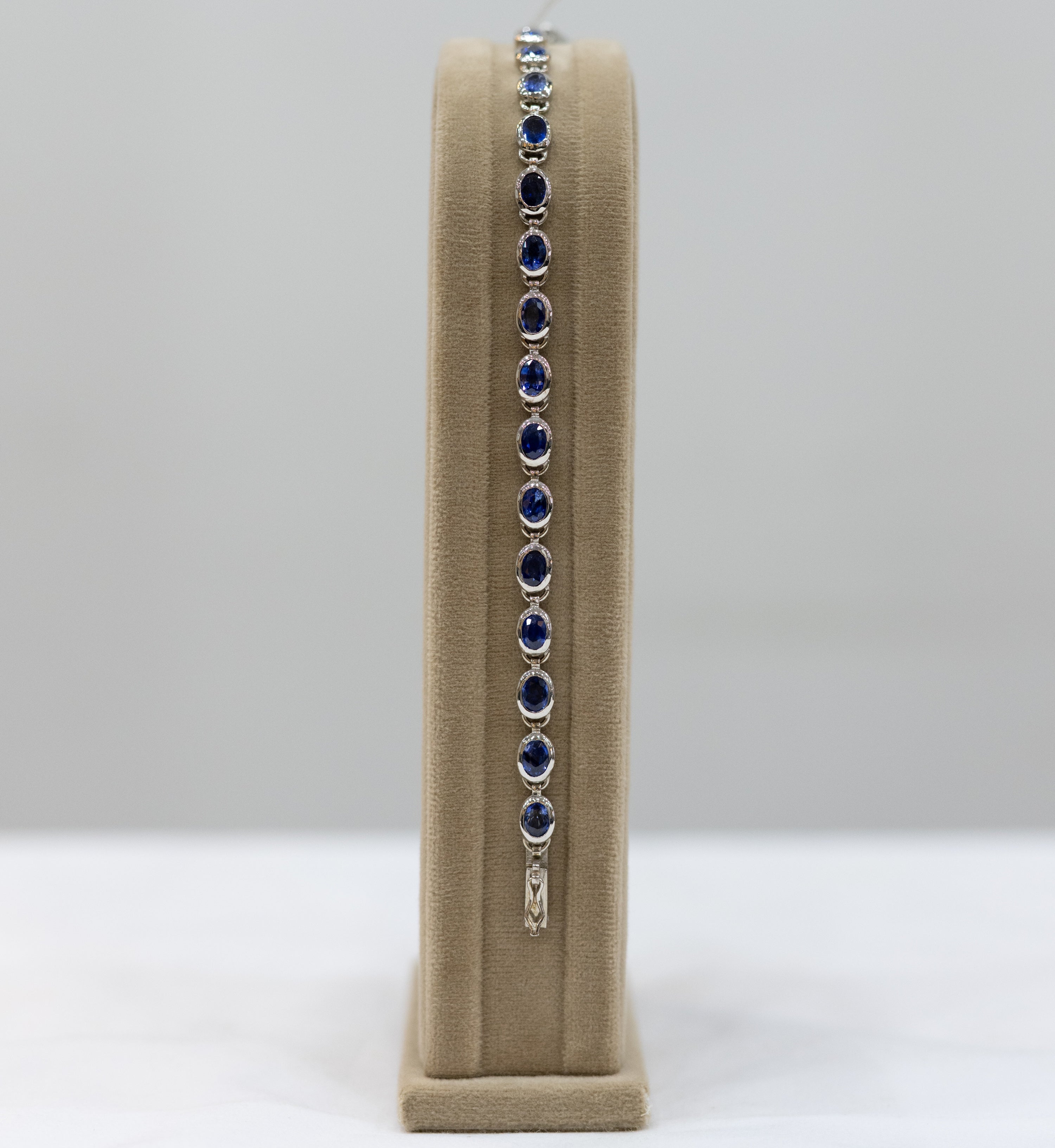 “Midnight Glow” – Natural Blue Sapphire Bracelet in Sterling Silver