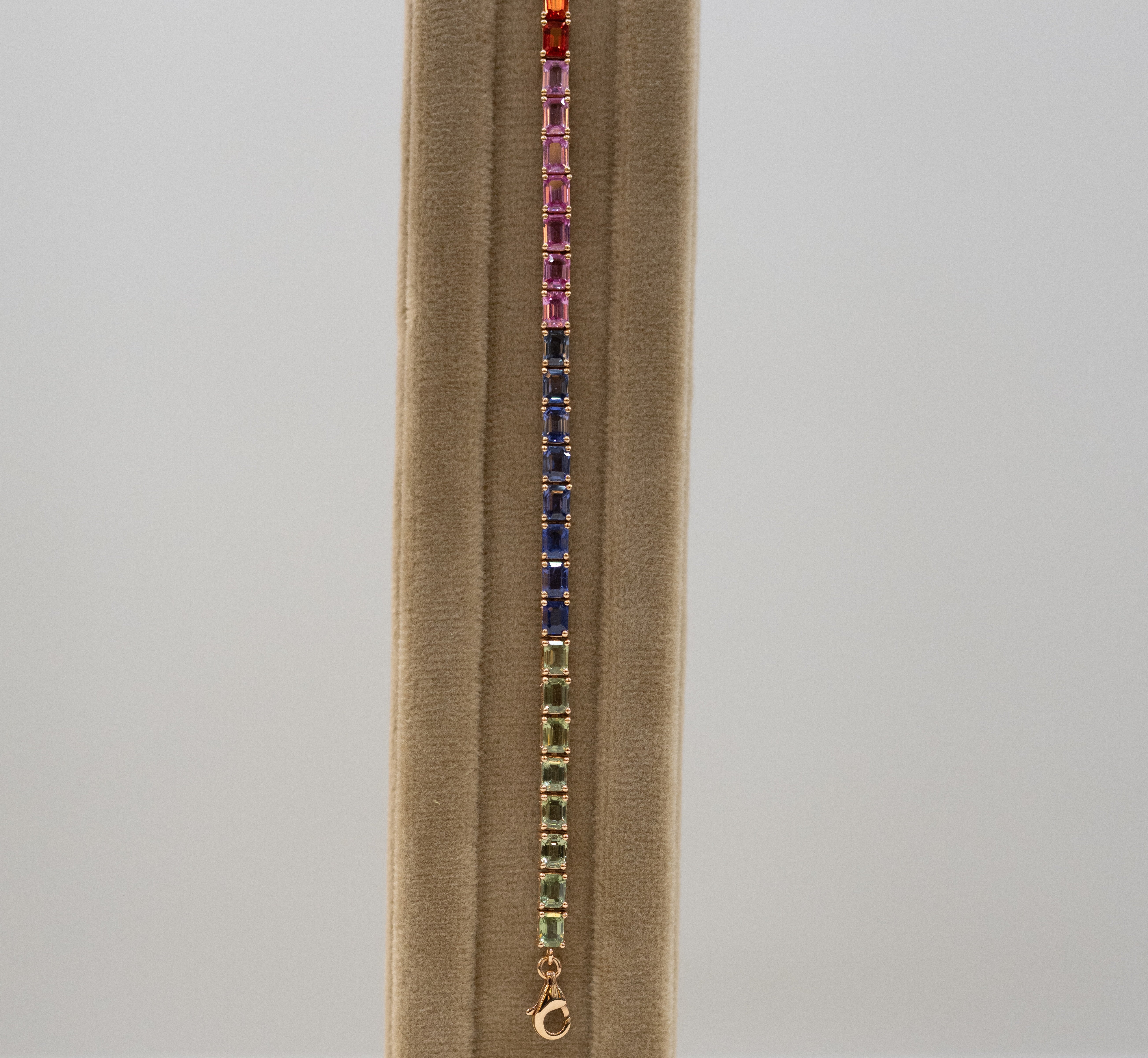 18K Rose Gold Rainbow Ceylon Sapphire Bracelet