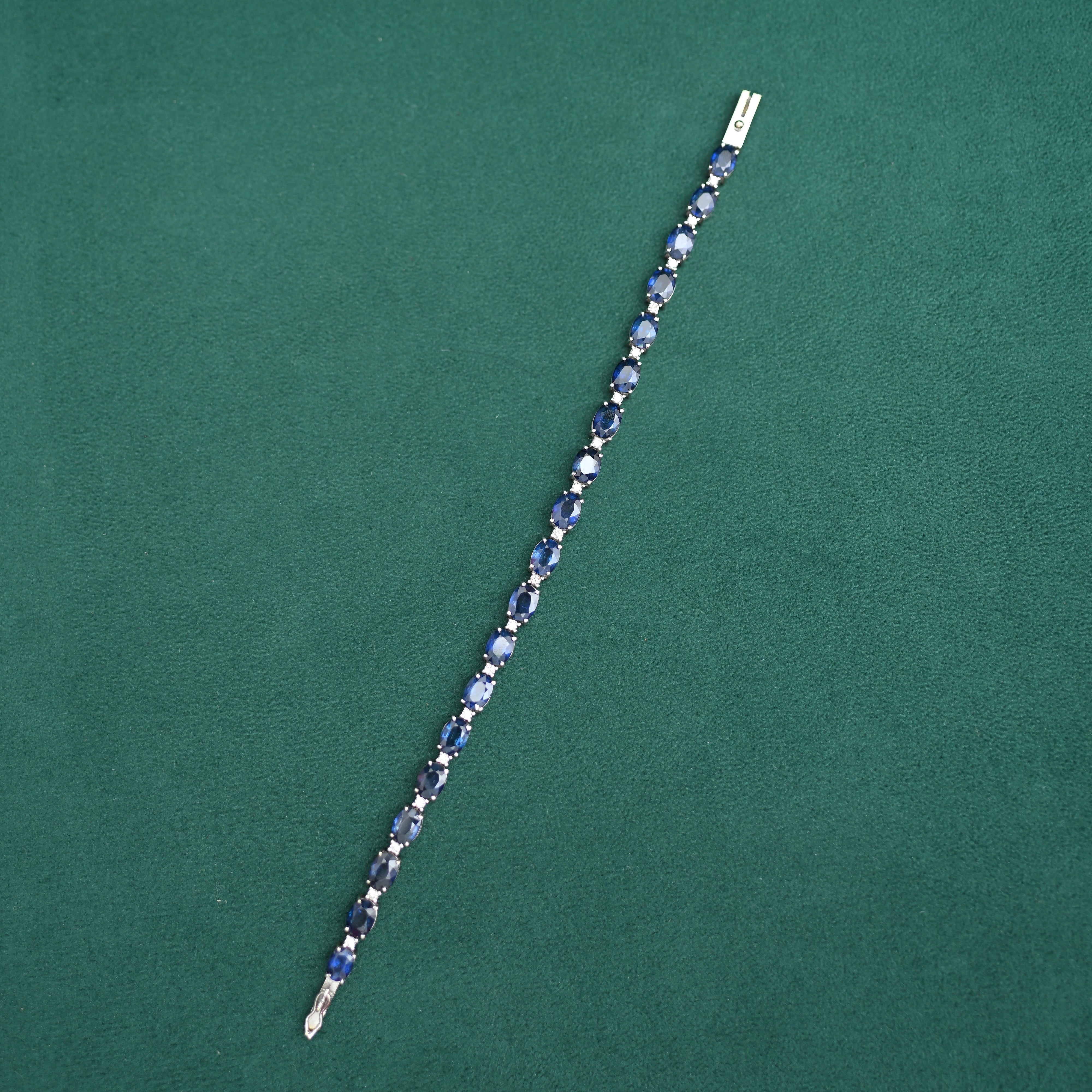 Ceylon Sapphire & Diamond Bracelet in White Gold