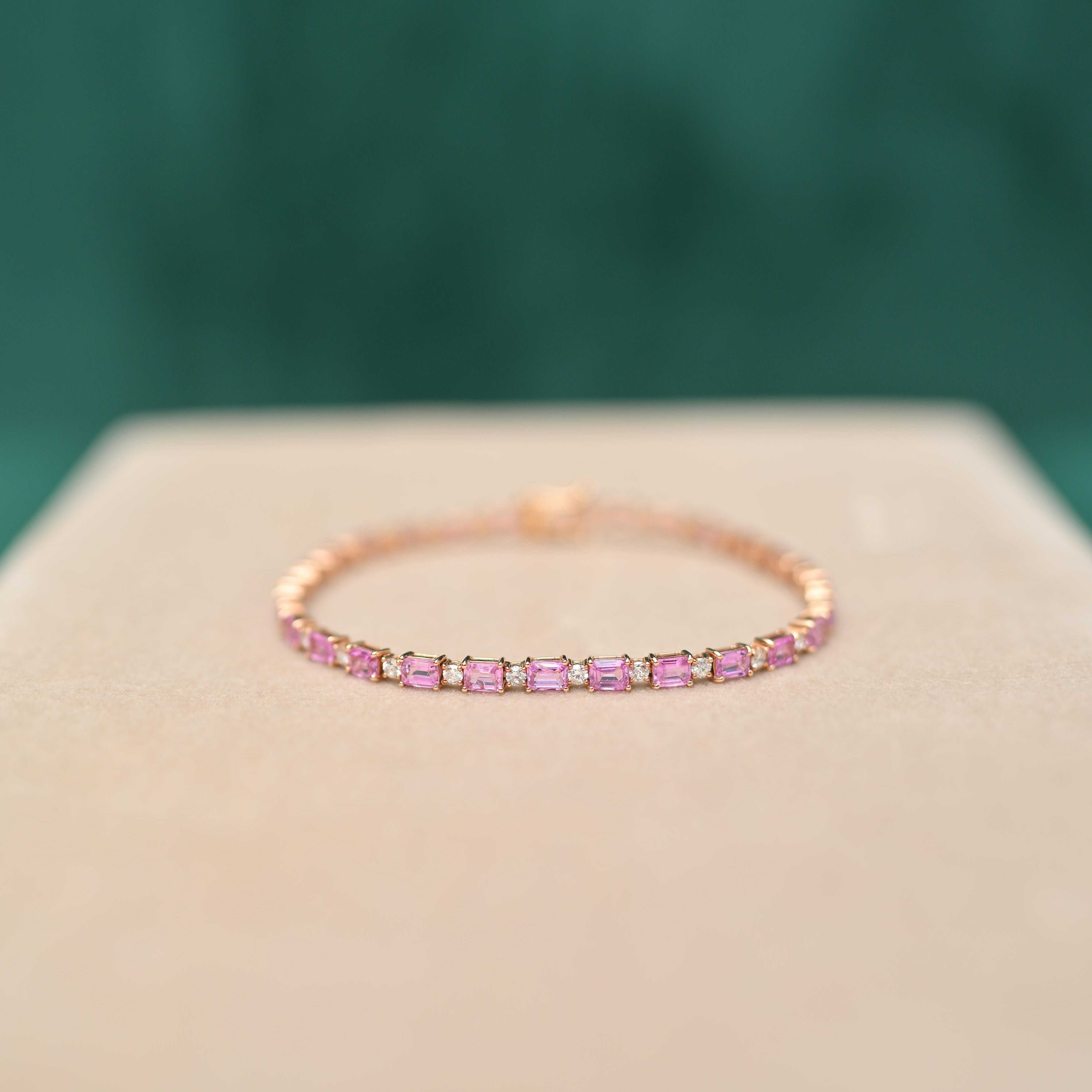 Ceylon Pink Sapphire & Diamond Bracelet – 18kt Rose Gold
