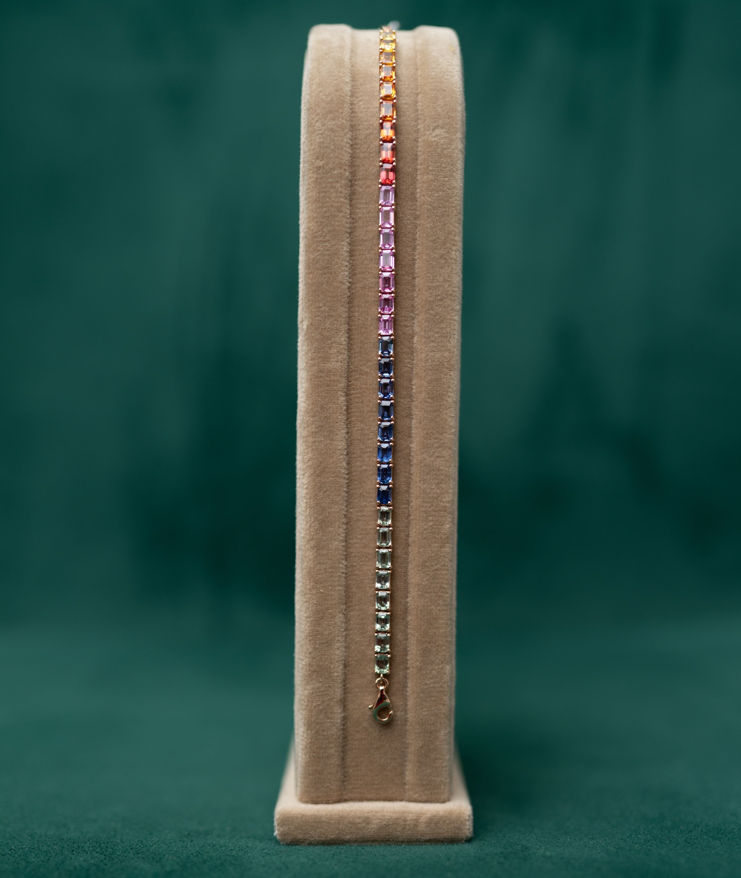 18K Rose Gold Rainbow Ceylon Sapphire Bracelet