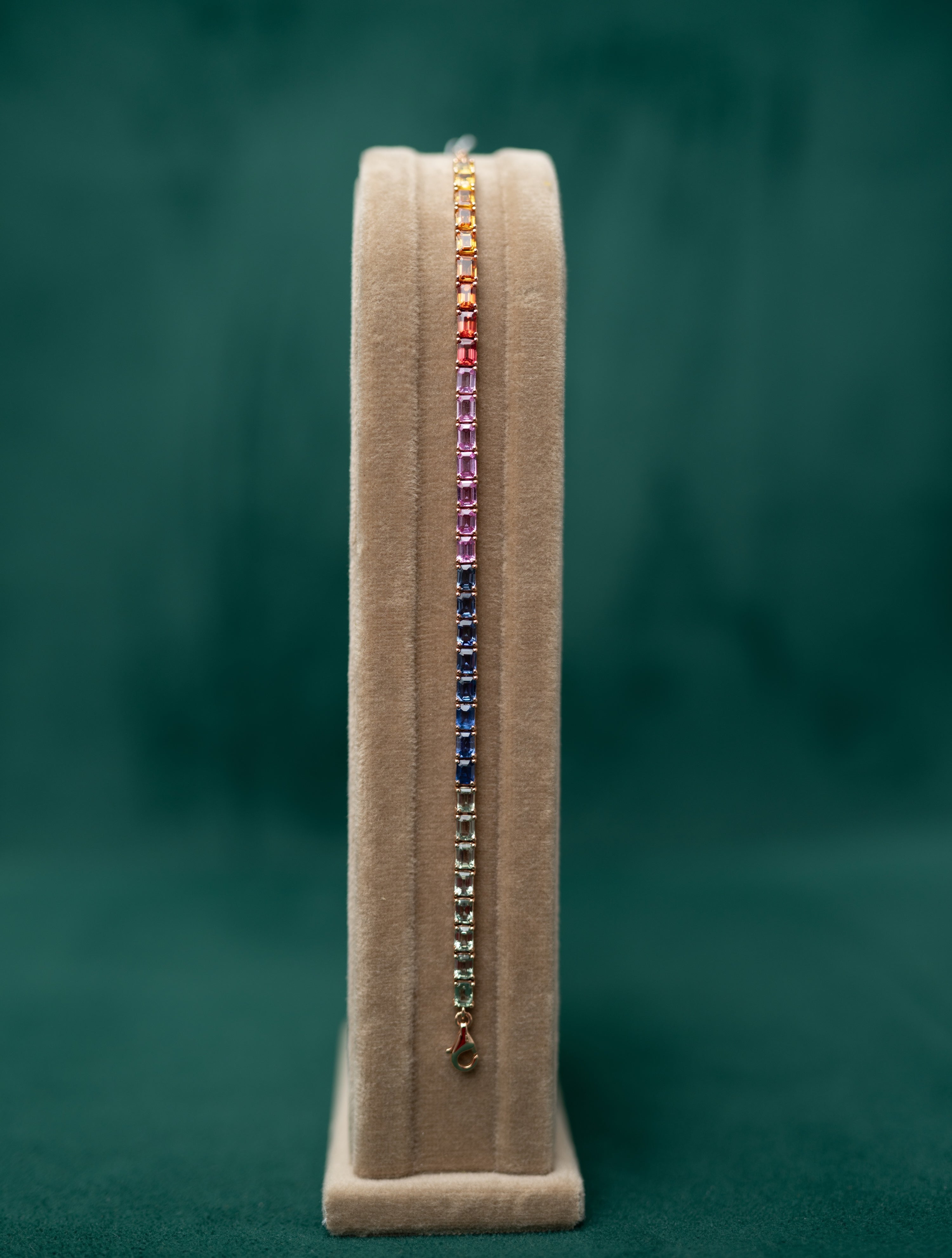 18K Rose Gold Rainbow Ceylon Sapphire Bracelet