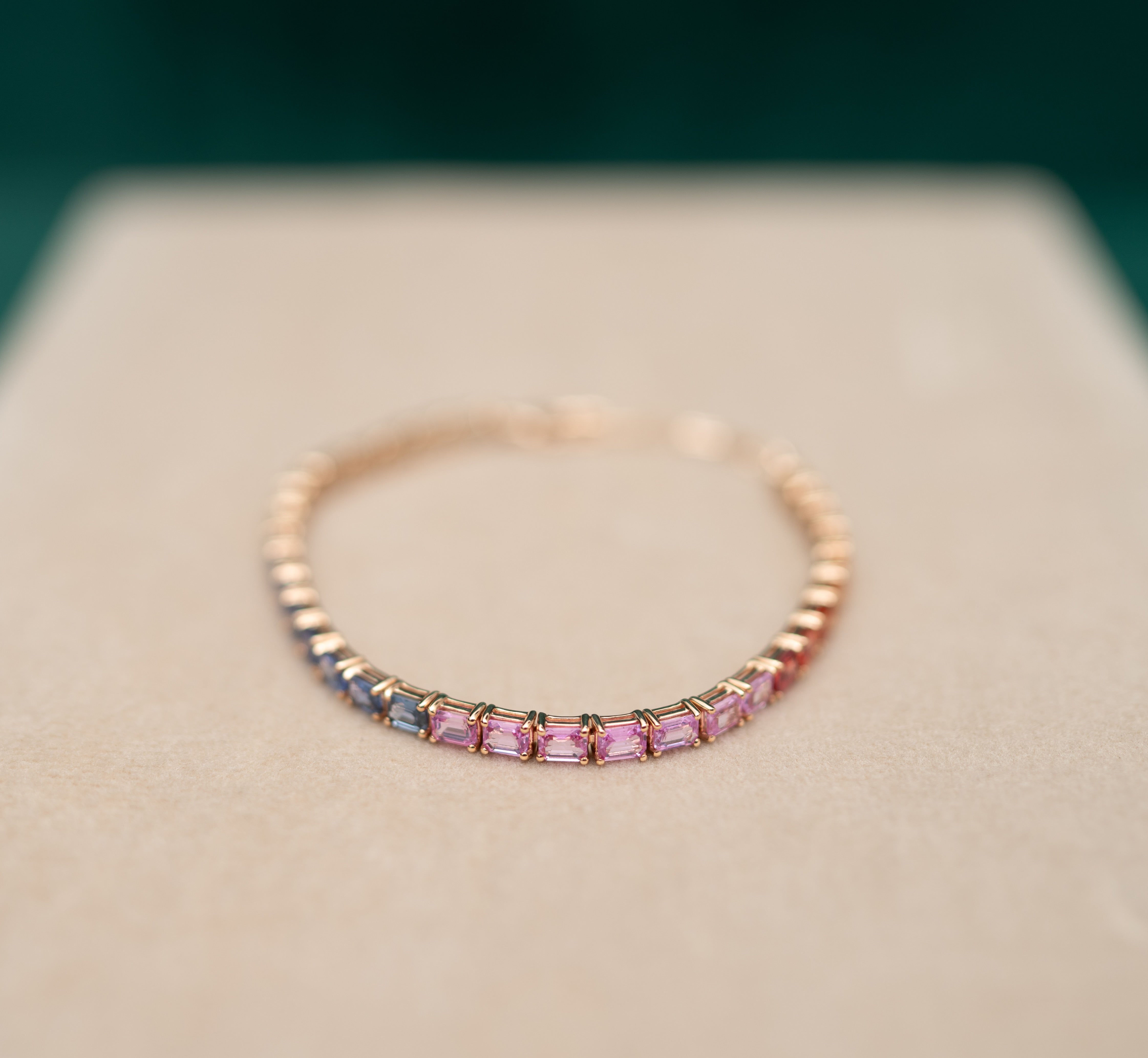 18K Rose Gold Rainbow Ceylon Sapphire Bracelet
