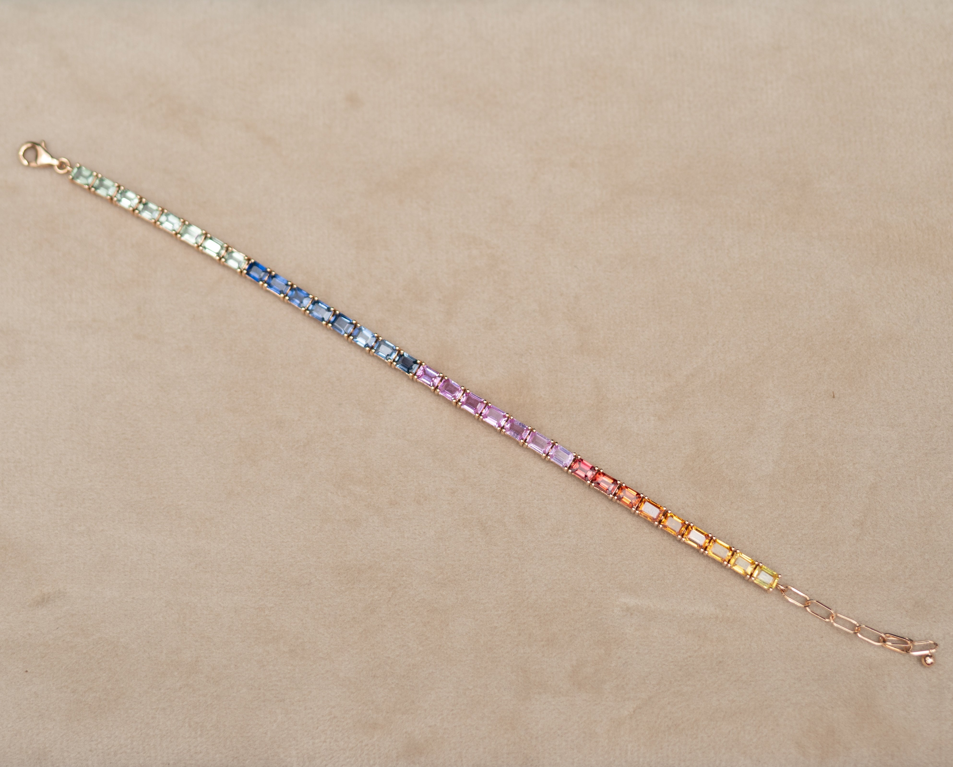 18K Rose Gold Rainbow Ceylon Sapphire Bracelet