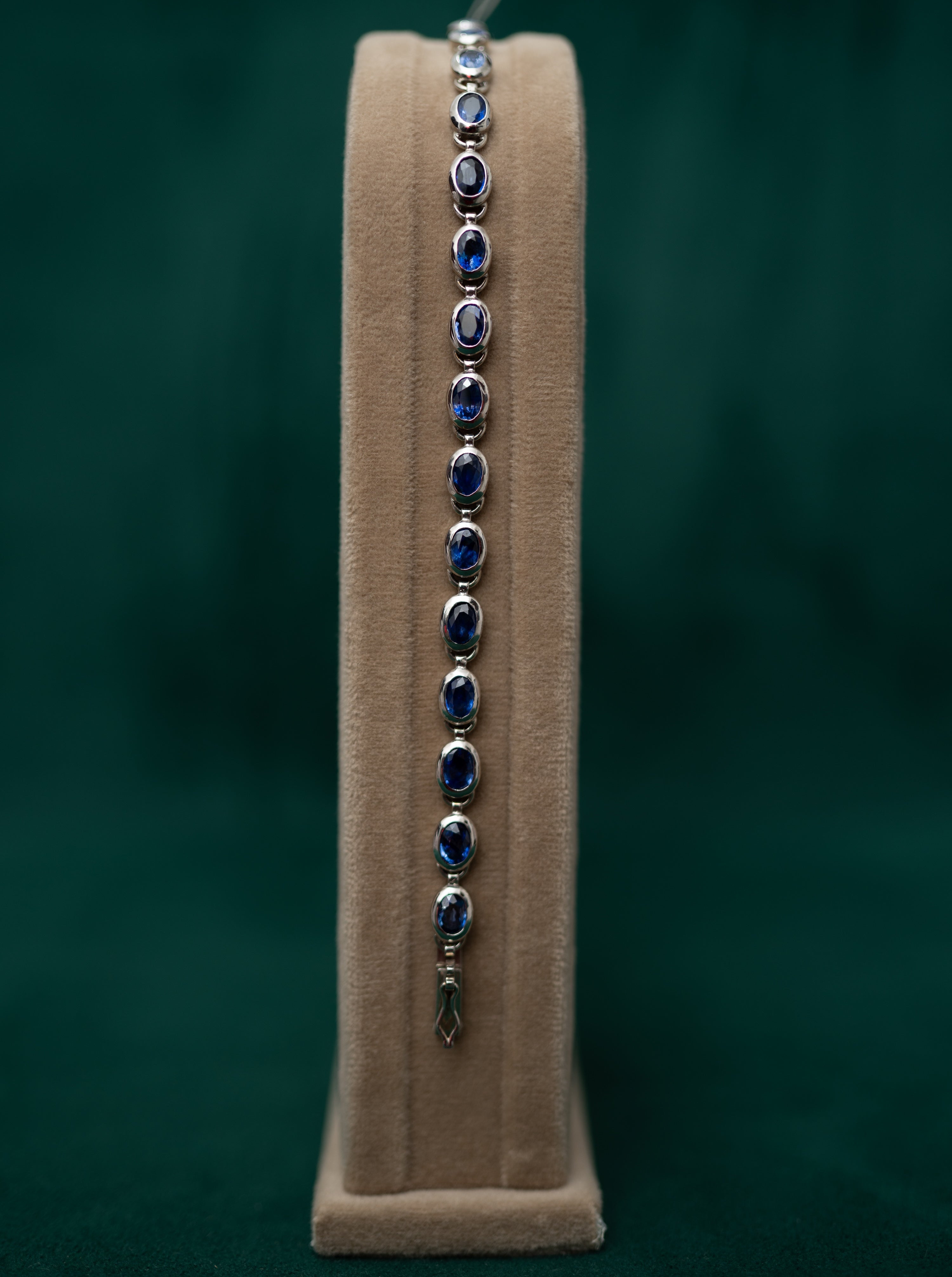 “Midnight Glow” – Natural Blue Sapphire Bracelet in Sterling Silver