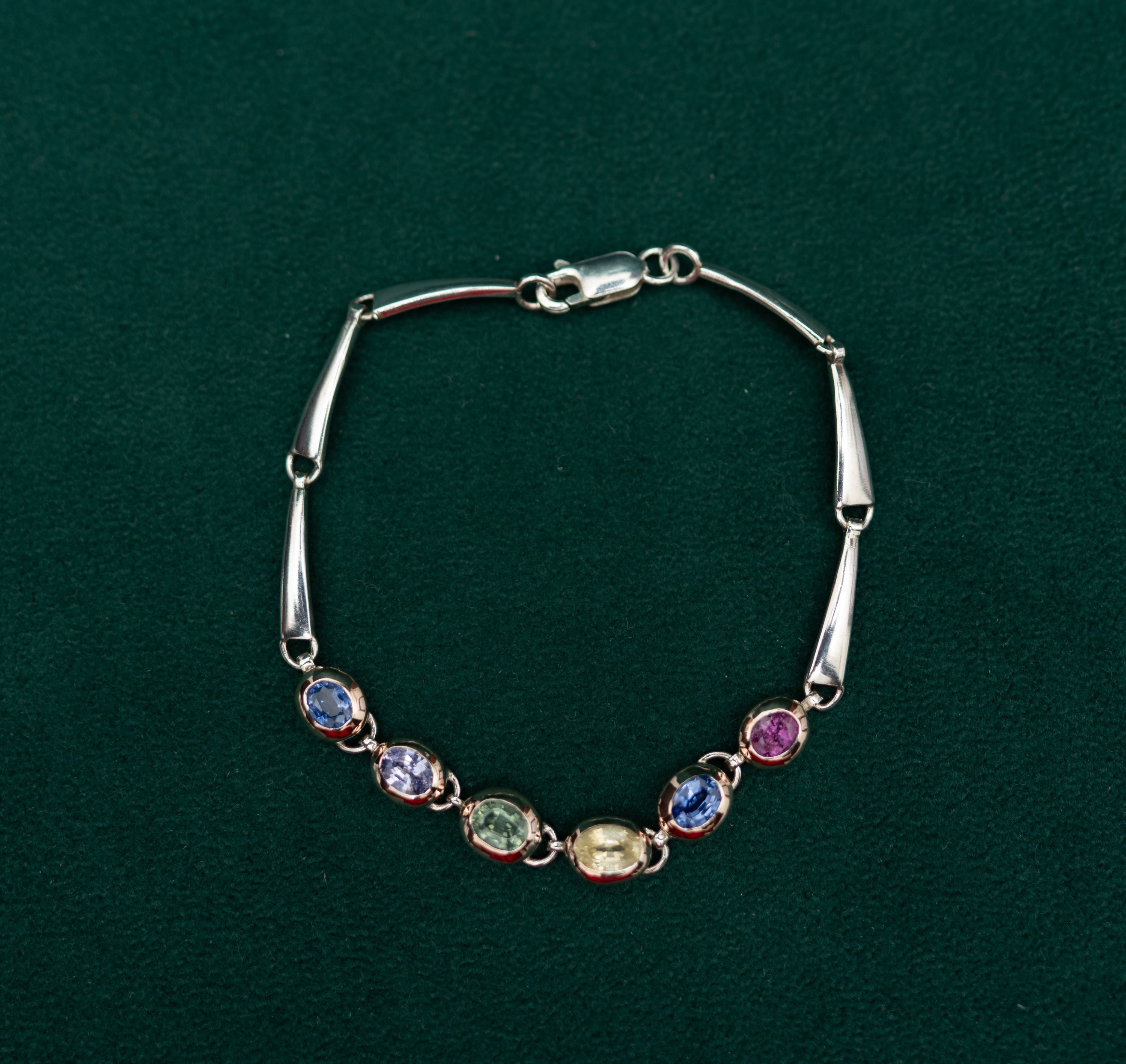Multicolour Sapphire Bracelet in Sterling Silver & Rose Gold