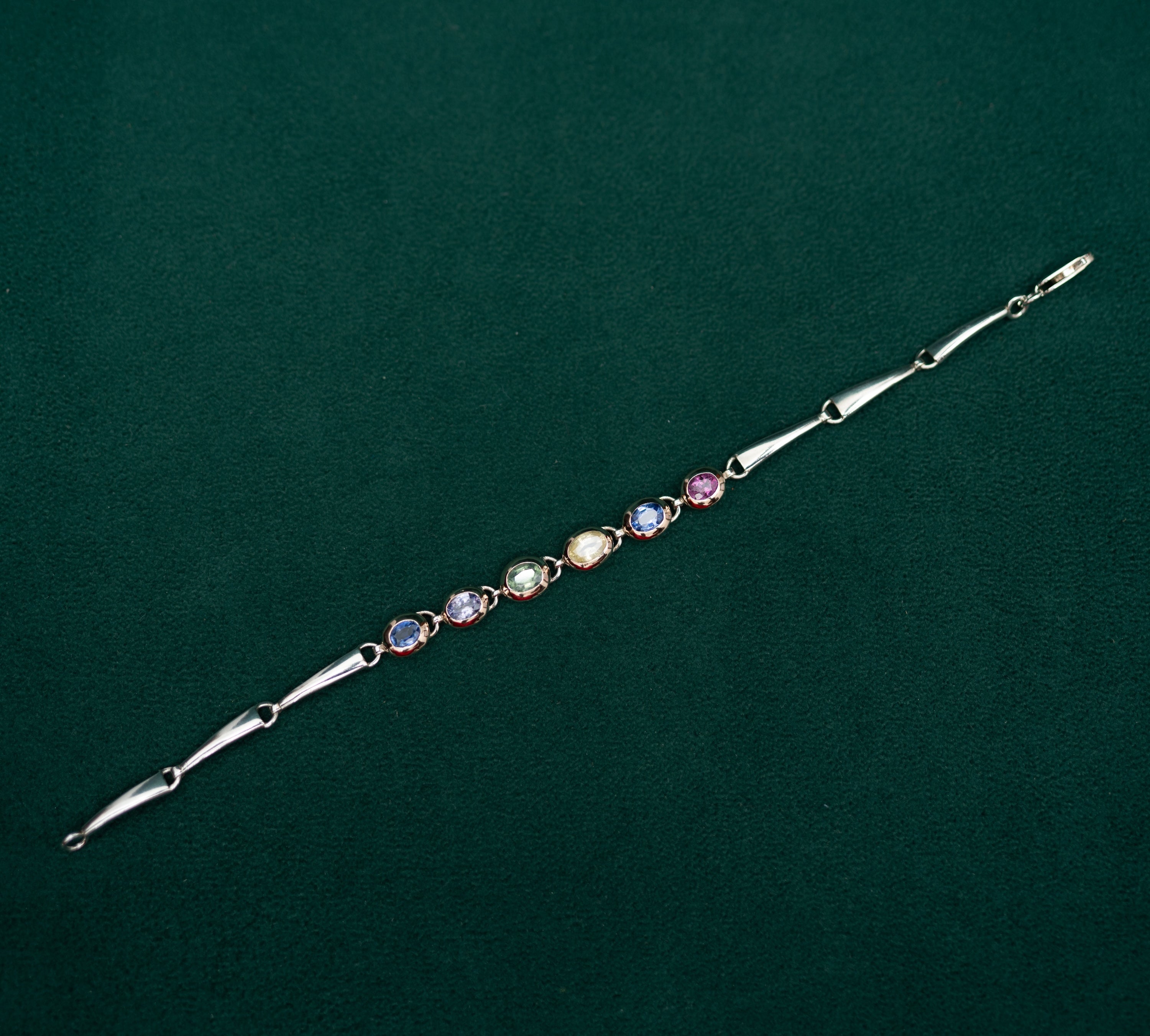Multicolour Sapphire Bracelet in Sterling Silver & Rose Gold