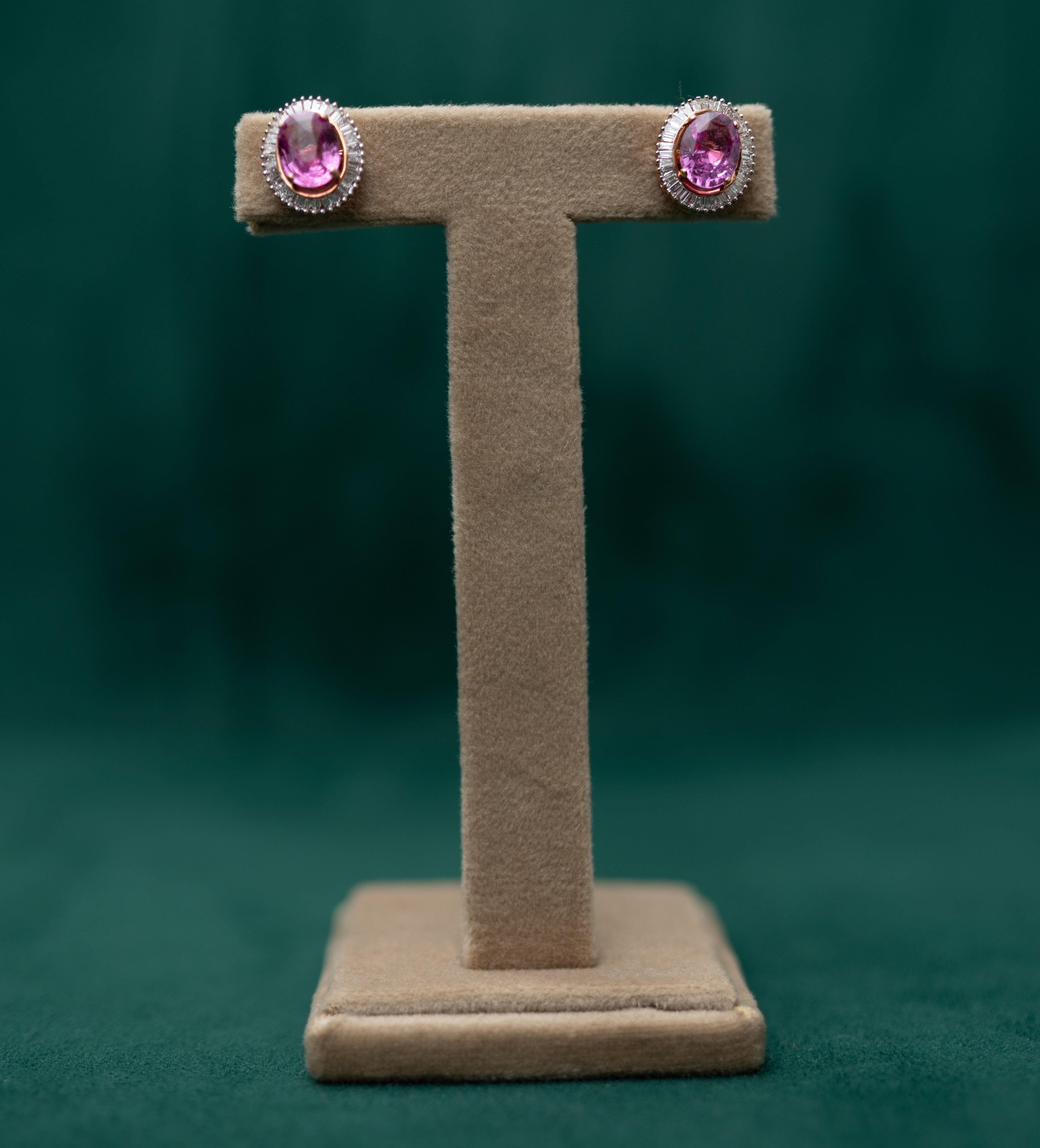 “Blush Royale” – Pink Sapphire & Diamond Halo Earrings