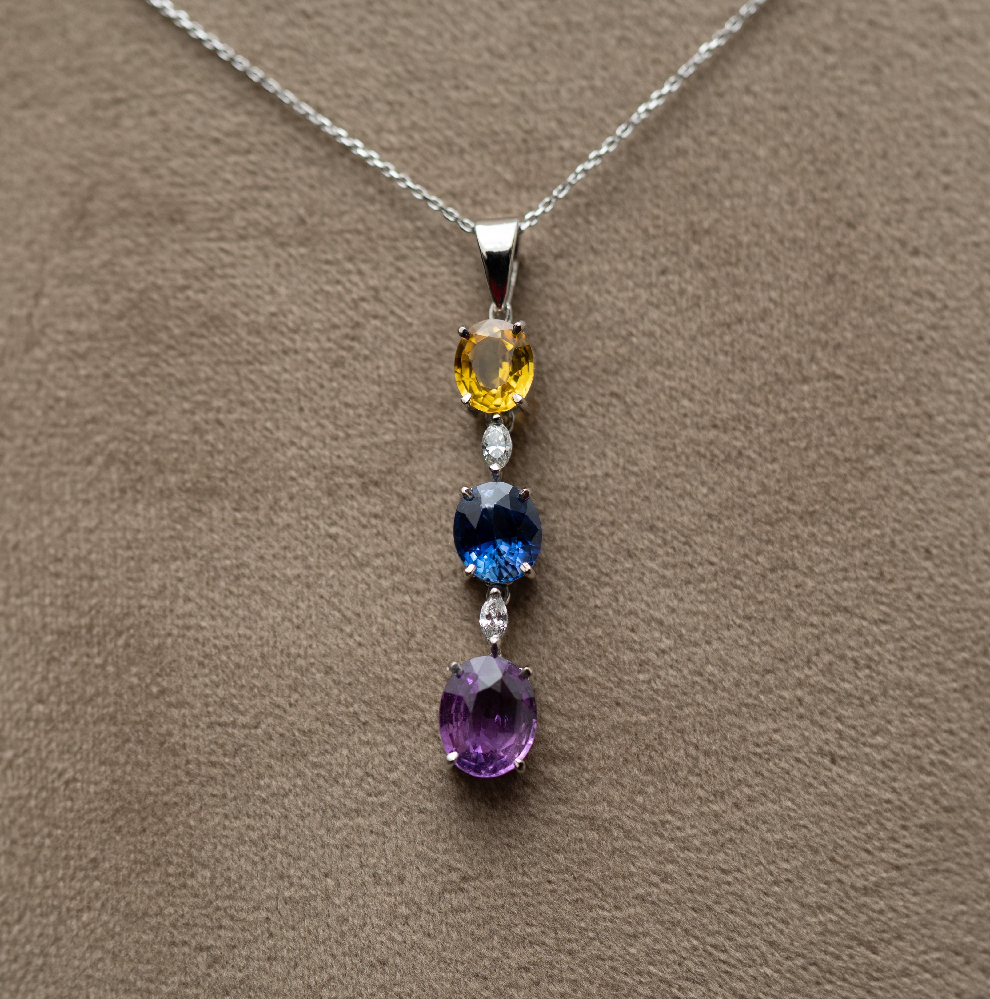 Tricolour Ceylon Sapphire Pendant