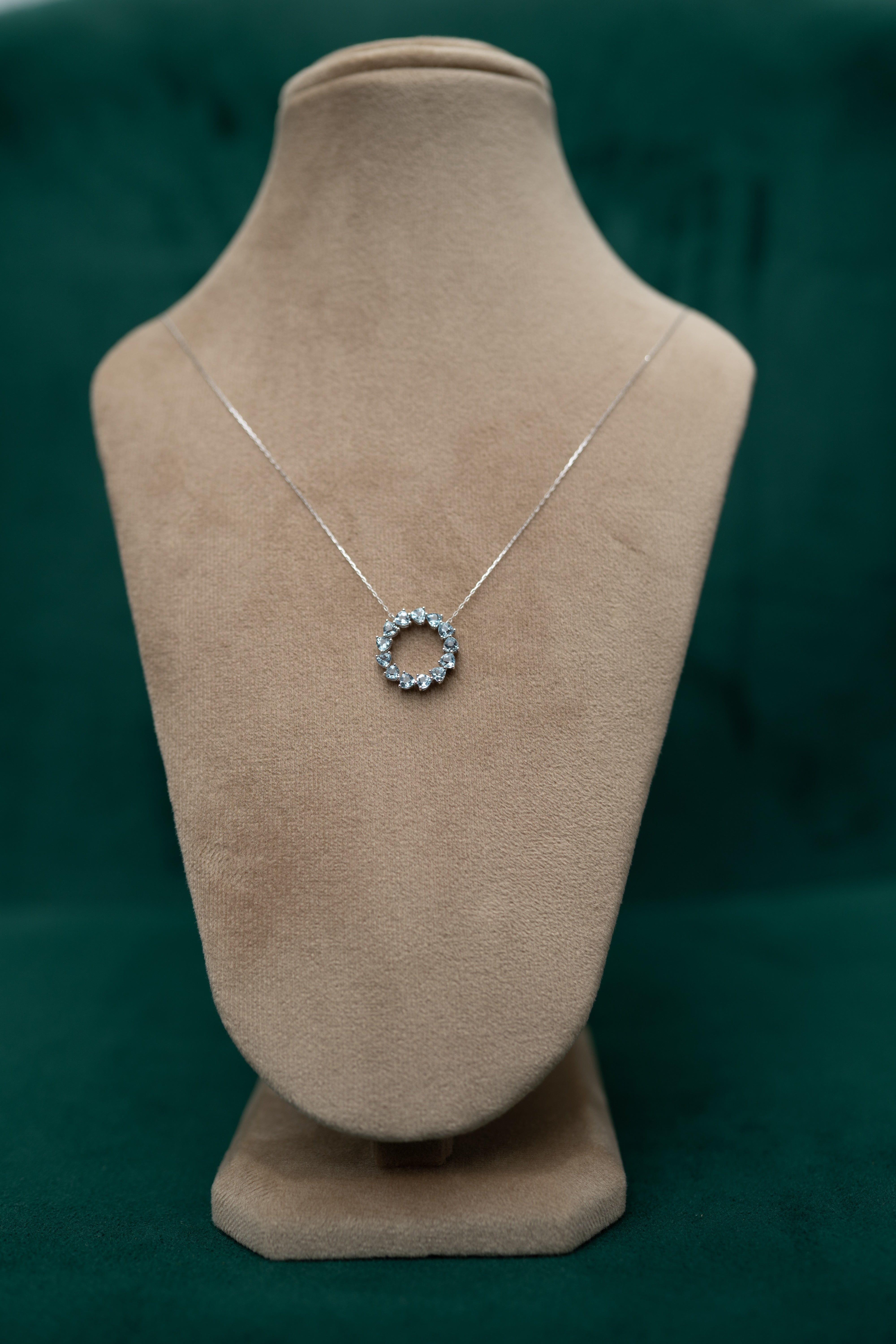 Celestial Halo Aquamarine platinum Necklace