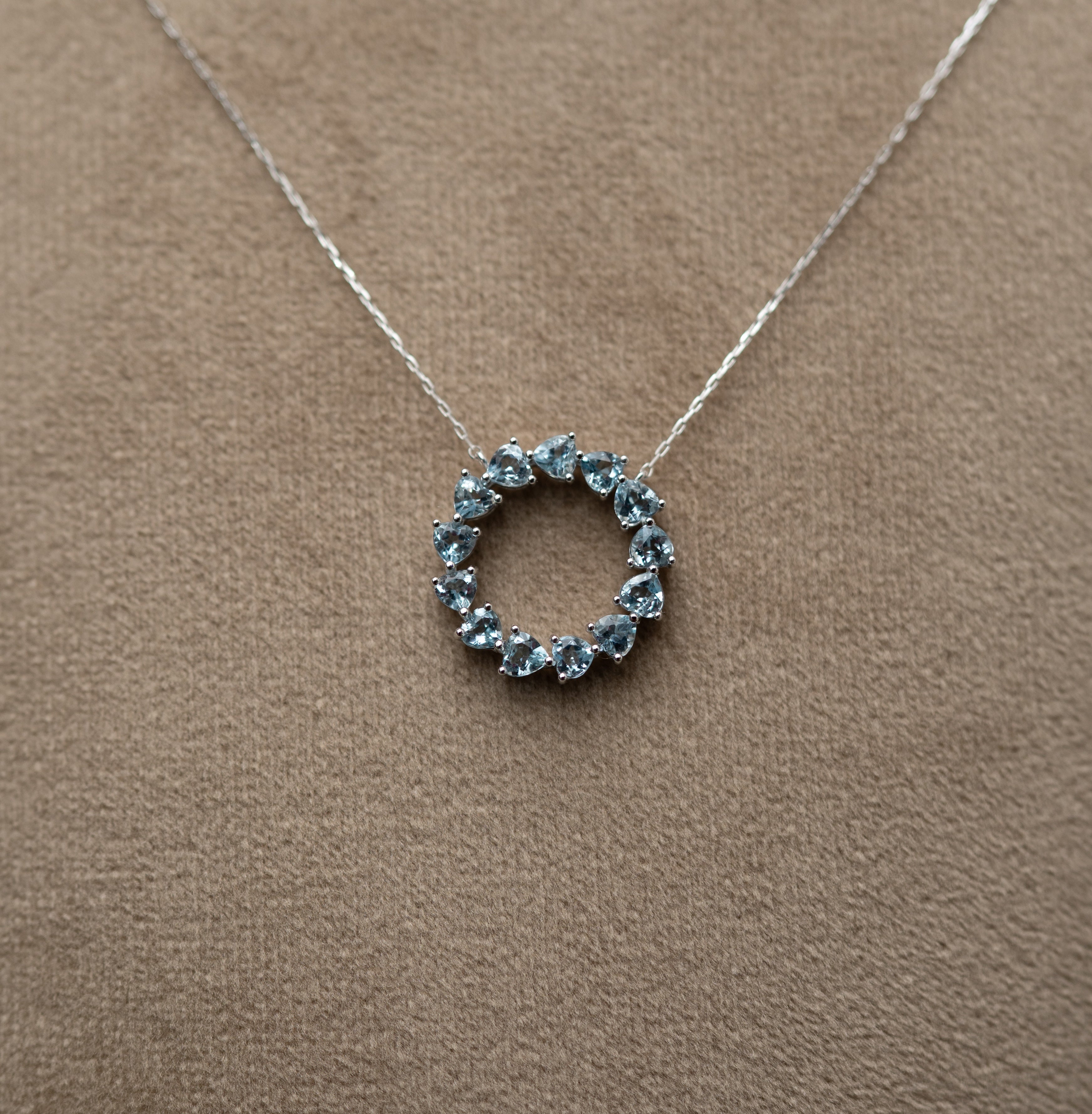 Celestial Halo Aquamarine platinum Necklace