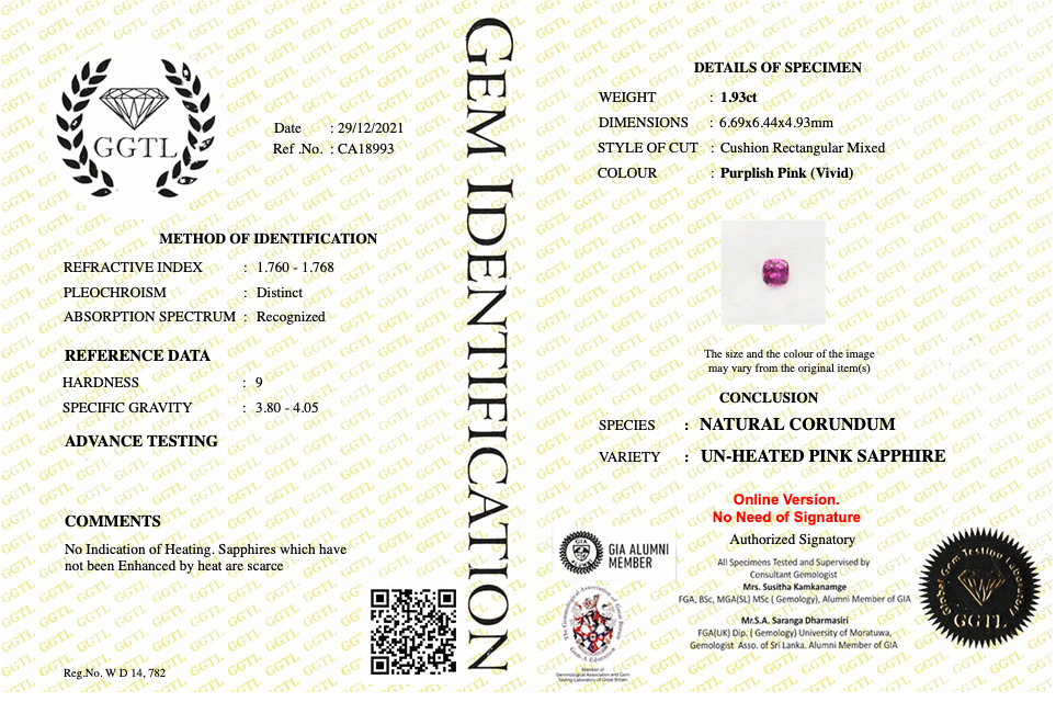 Pure Romance: 1.93ct Unheated Pink Sapphire & Diamond Ring