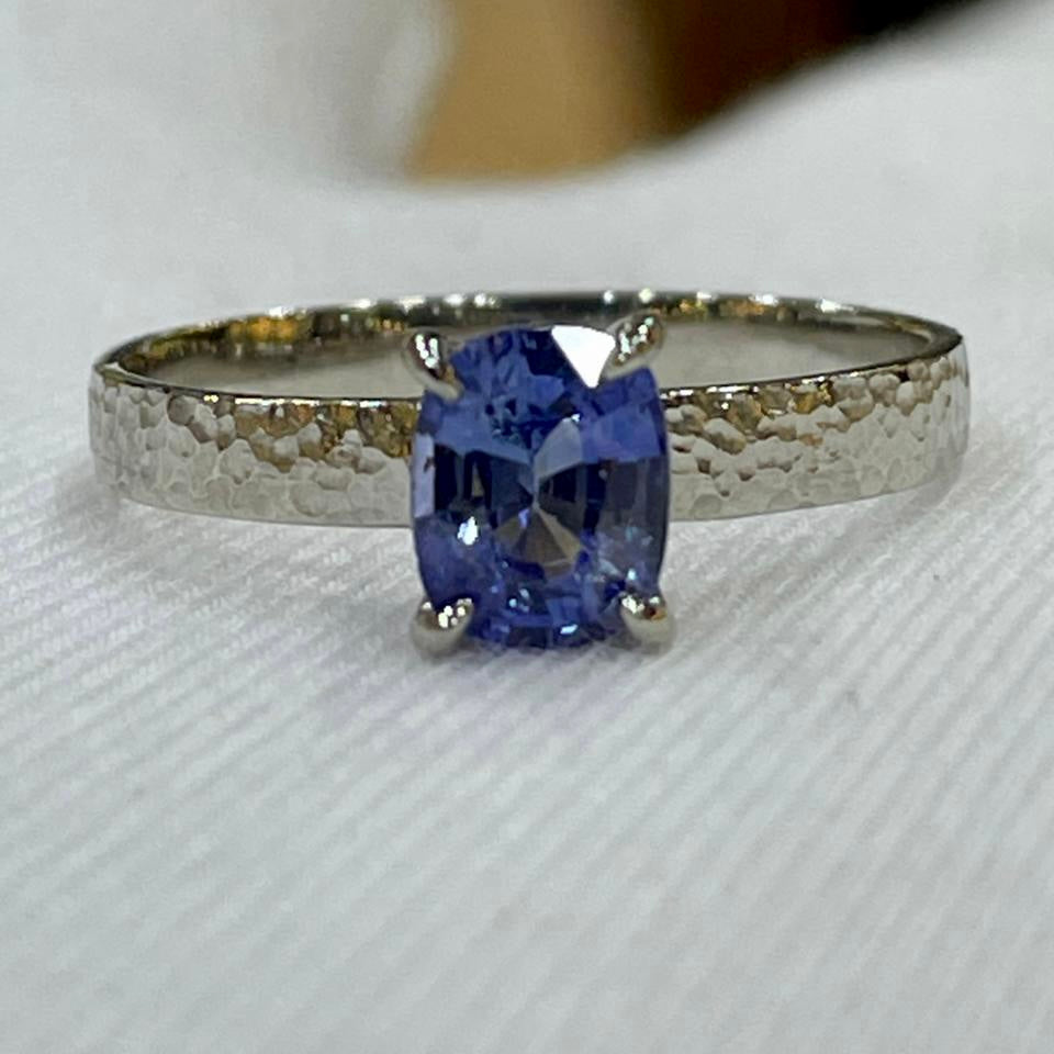 Natural Blue Sapphire White Gold Ring