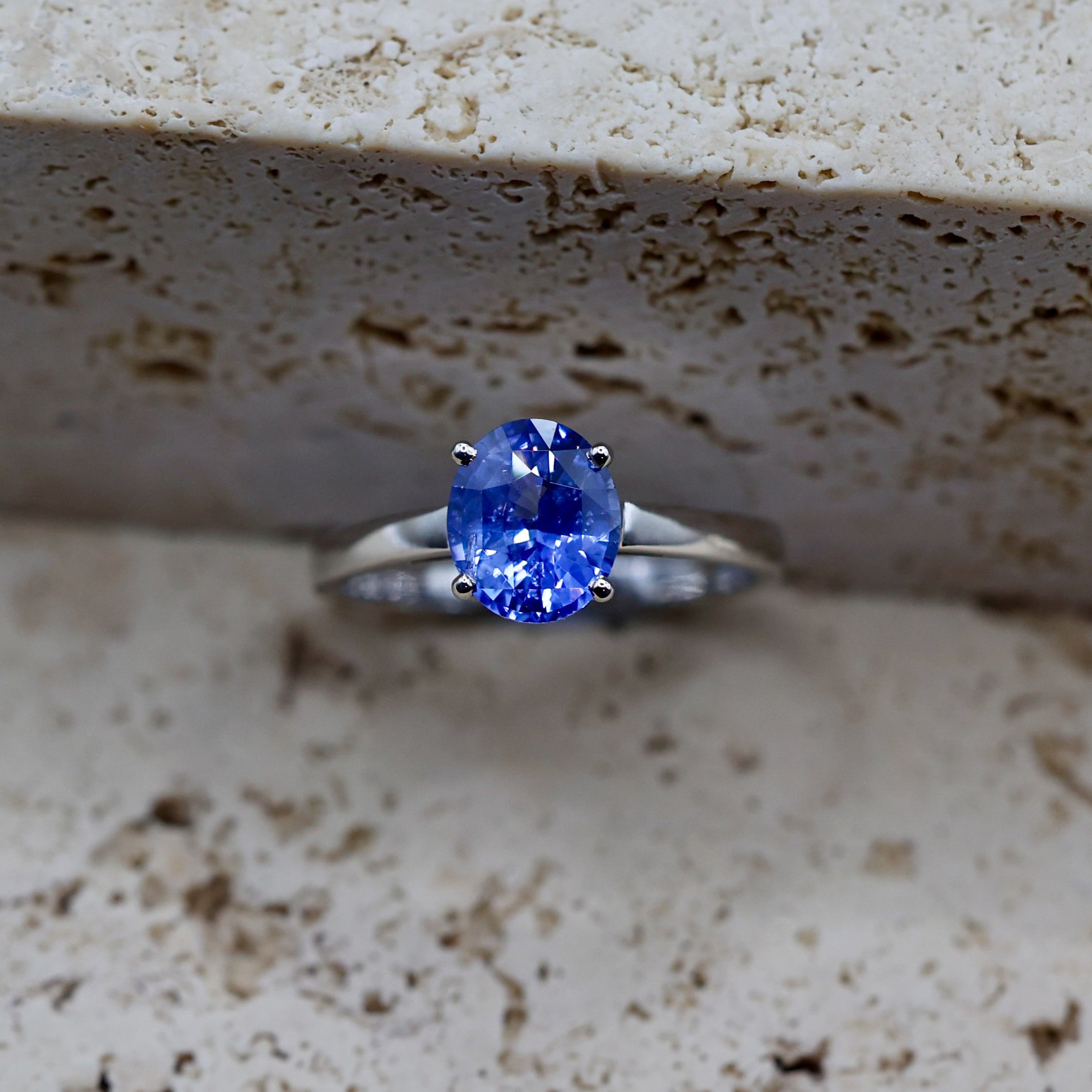 The Cornflower Solitaire | 2Ct Unheated Ceylon Blue Sapphire Ring