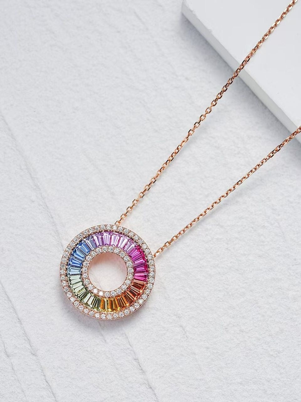 Celestial Carousel Pendant – 18ct Gold with Natural Rainbow Sapphires (20mm)