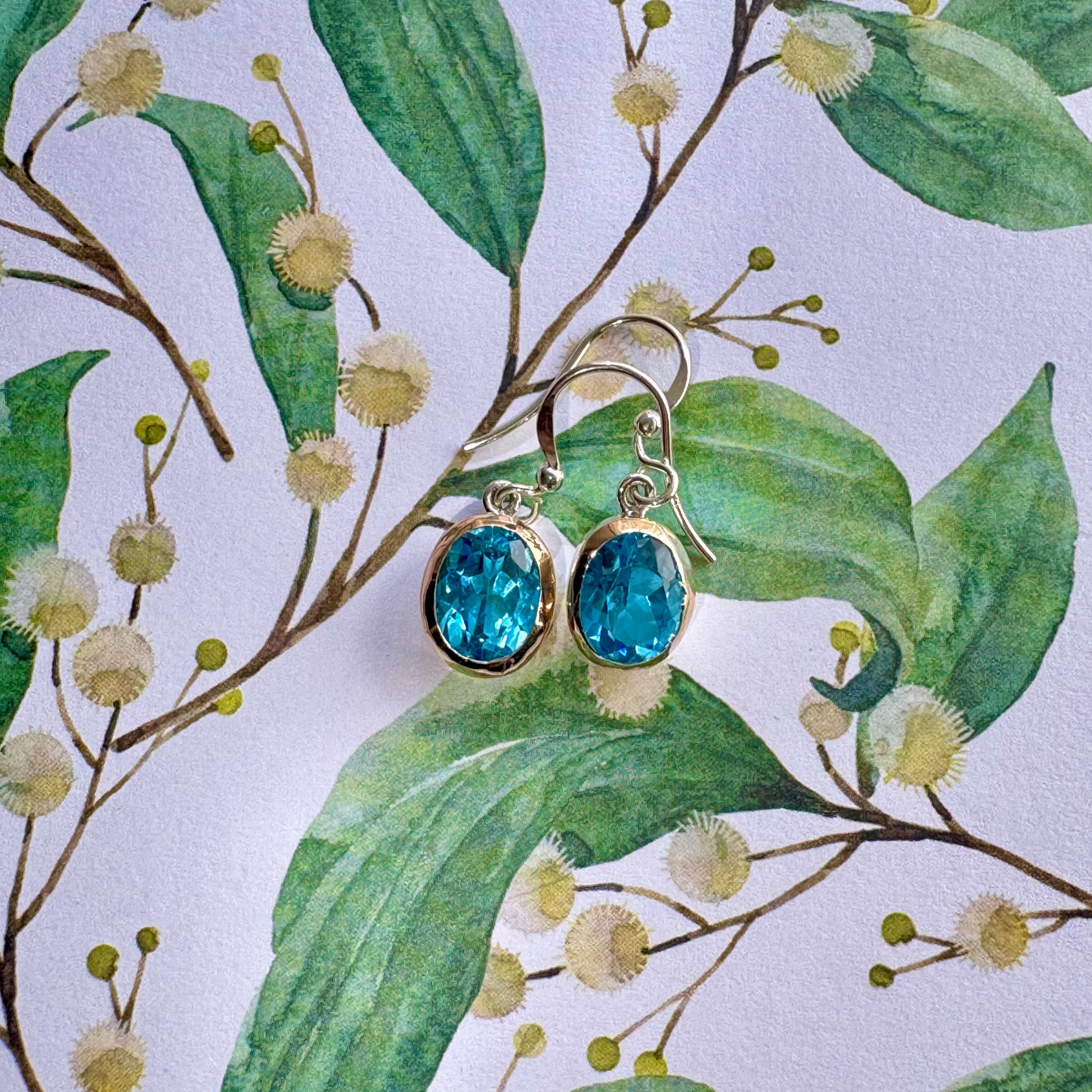 Celeste Gemstone Earrings – Blue Topaz or Peridot
