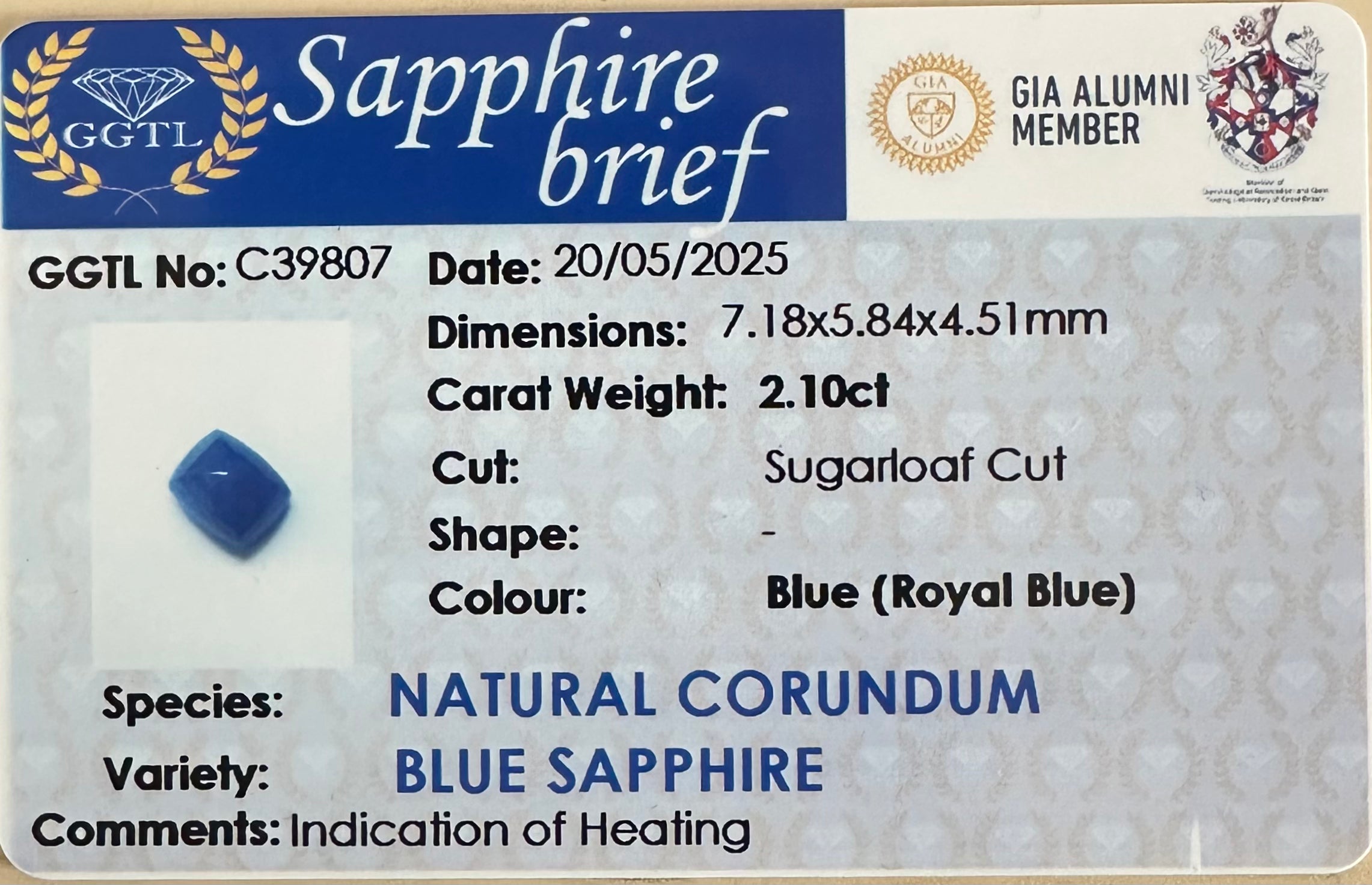 2.10ct Royal Blue Sugar Loaf Cabochon Sapphire – Certified