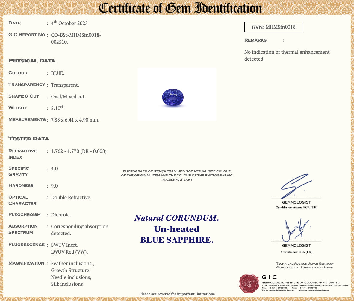 2.10 Unheated Ceylon Blue sapphire