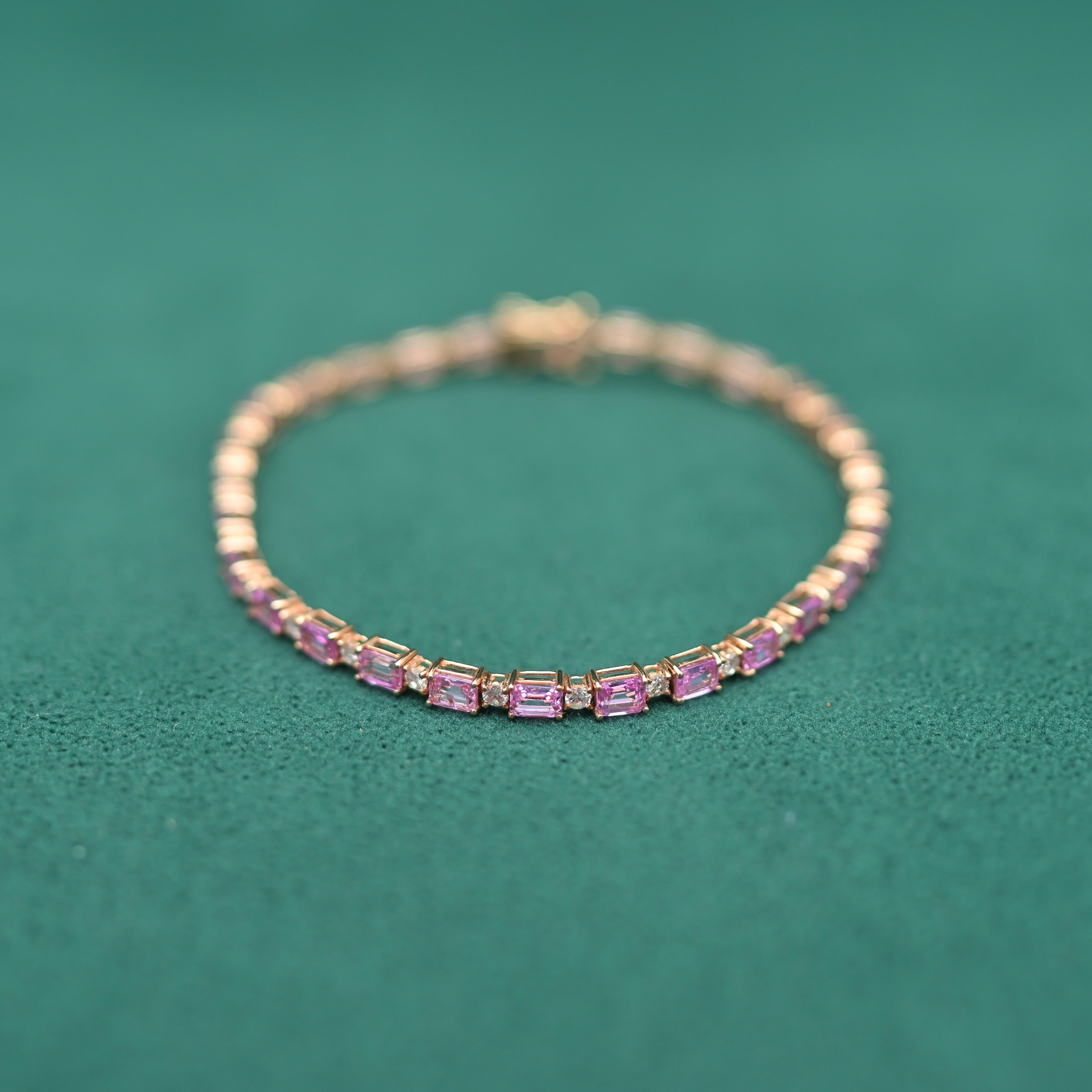 Ceylon Pink Sapphire & Diamond Bracelet – 18kt Rose Gold