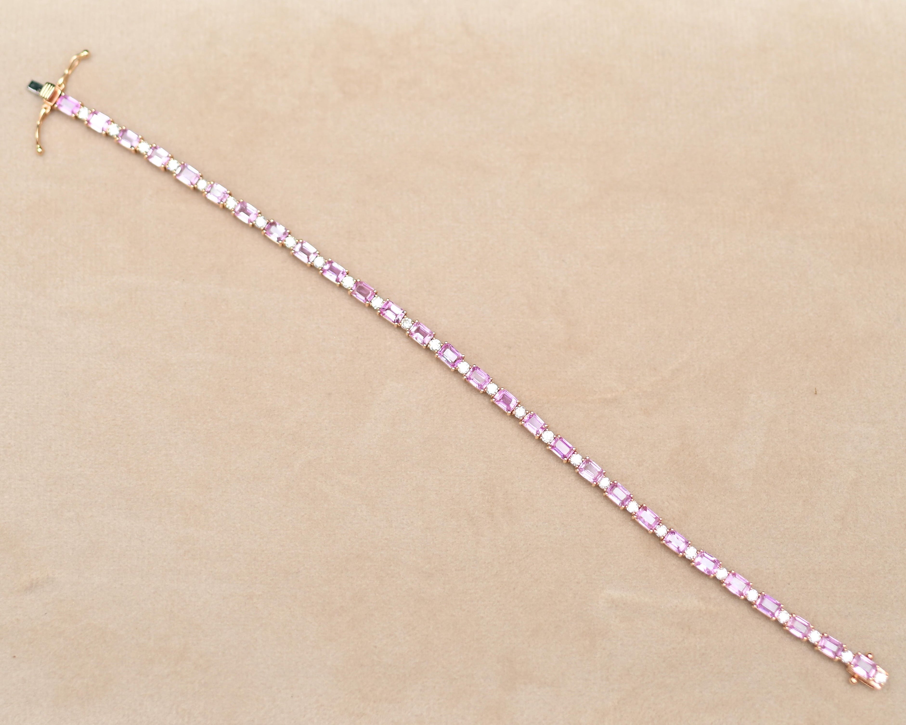 Ceylon Pink Sapphire & Diamond Bracelet – 18kt Rose Gold