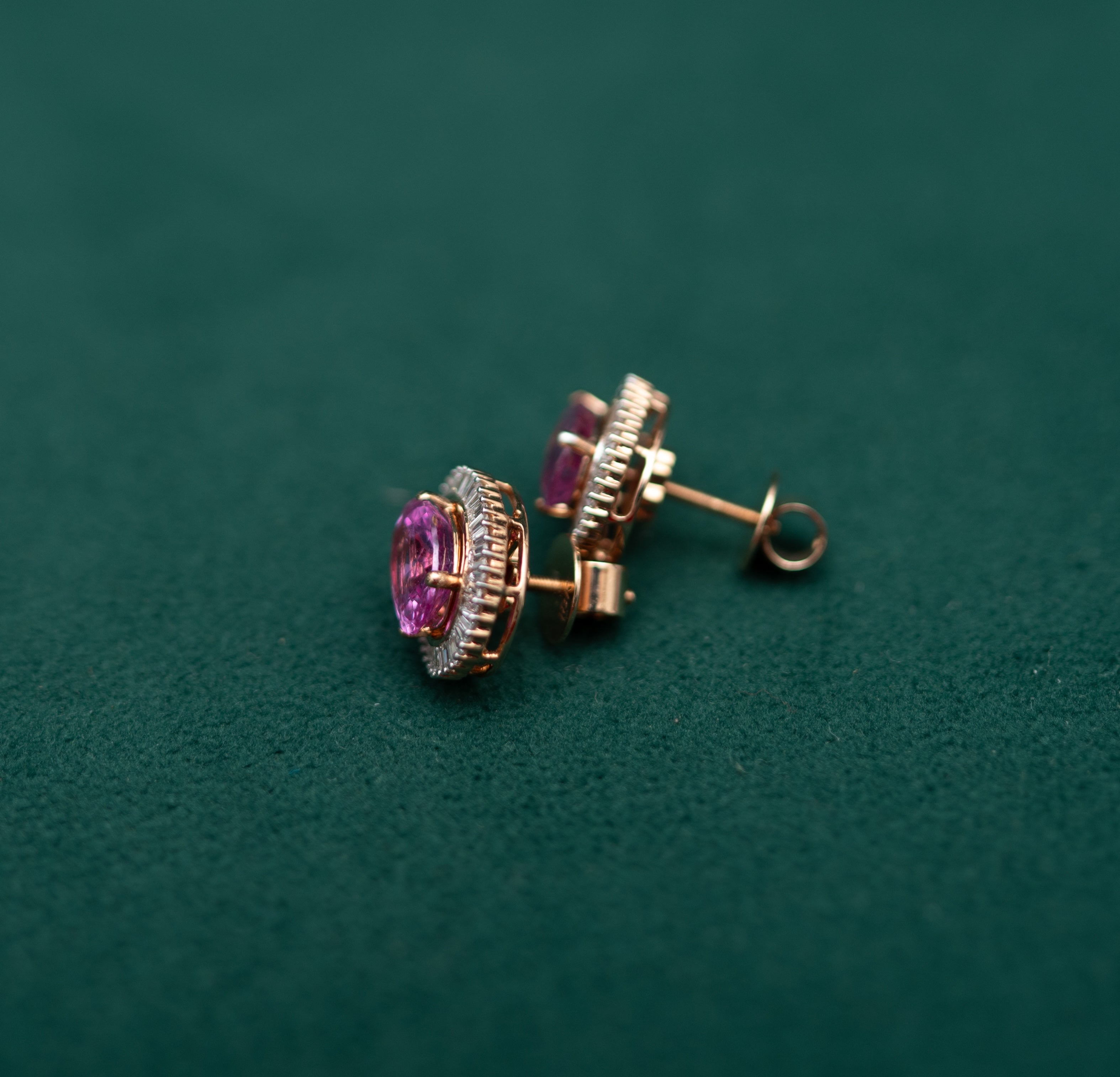 “Blush Royale” – Pink Sapphire & Diamond Halo Earrings