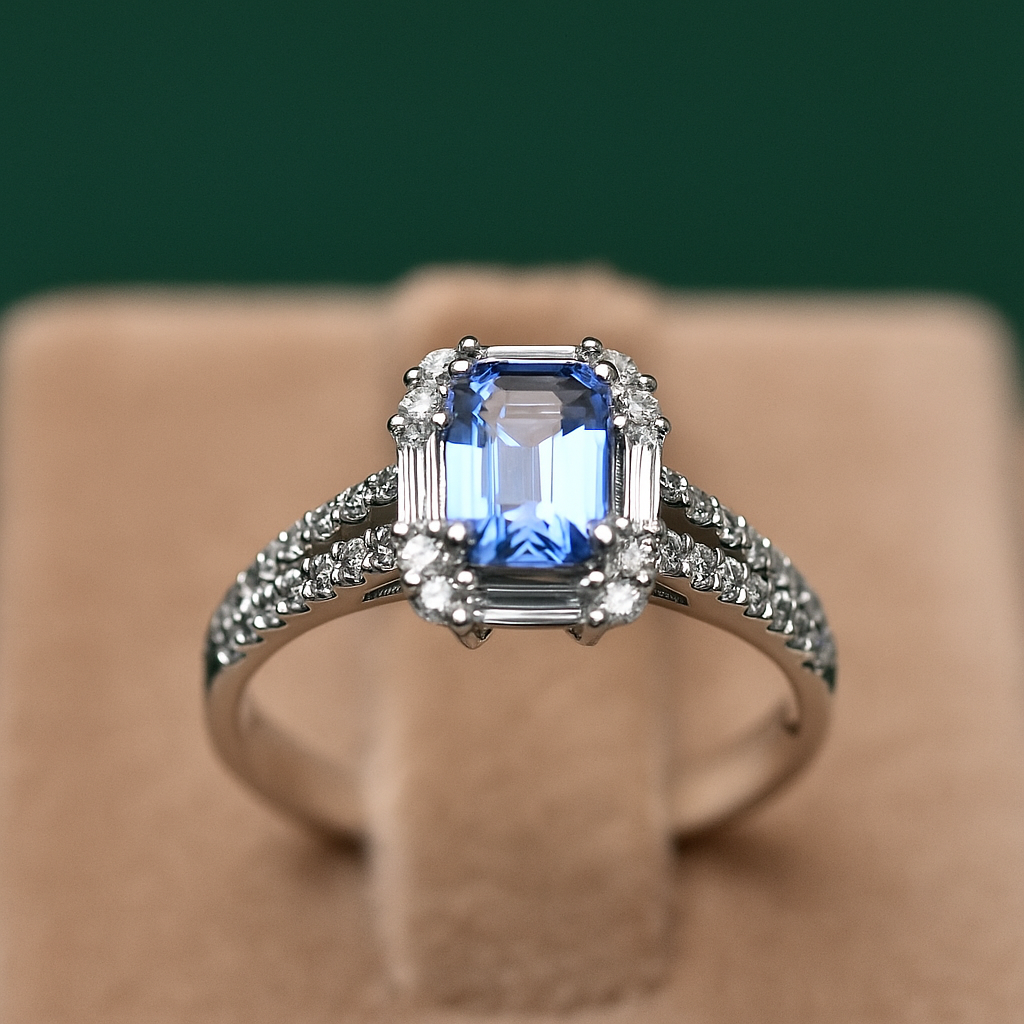 Natural Unheated Ceylon Blue Sapphire Ring