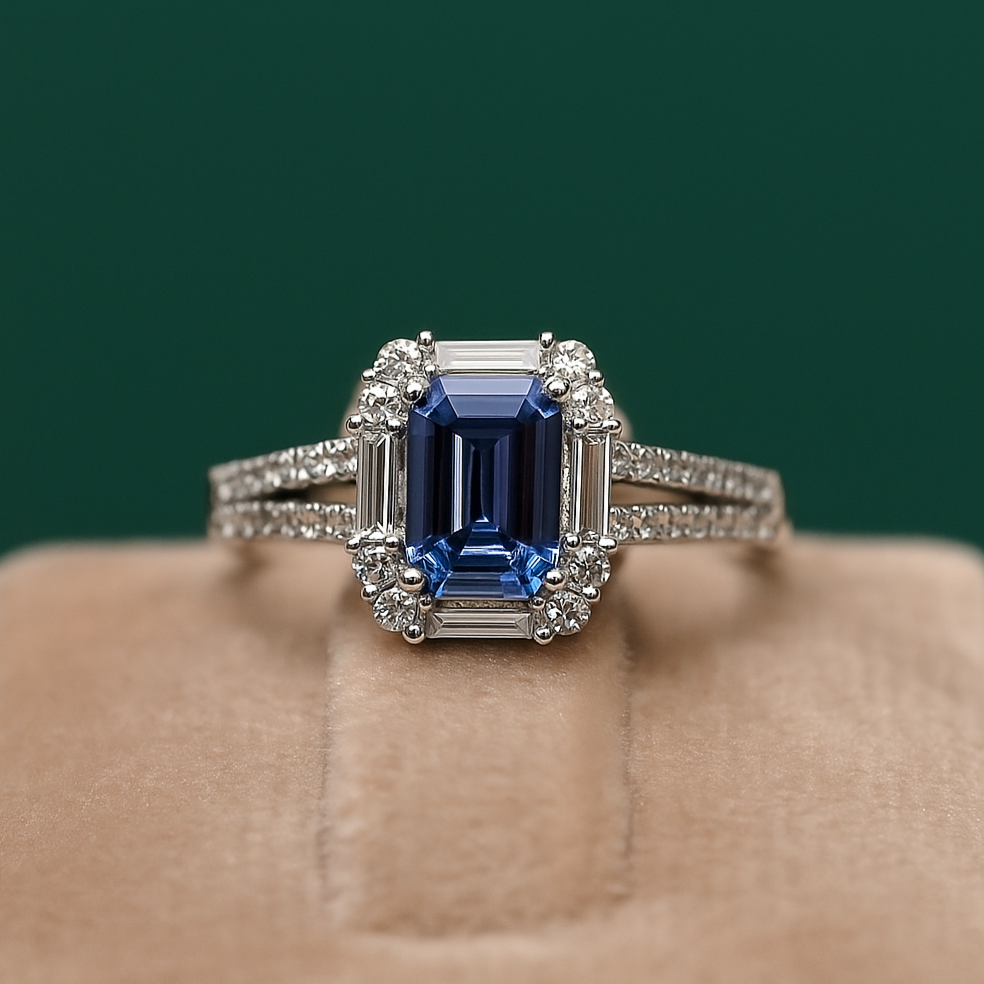 Natural Unheated Ceylon Blue Sapphire Ring