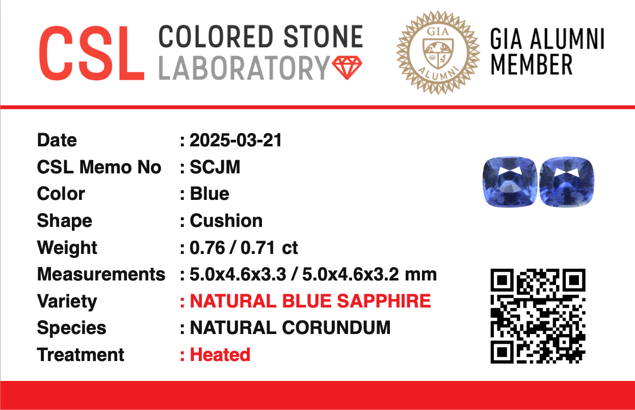 Vivid blue sapphire pair - Sri Lankan | Cushion shape
